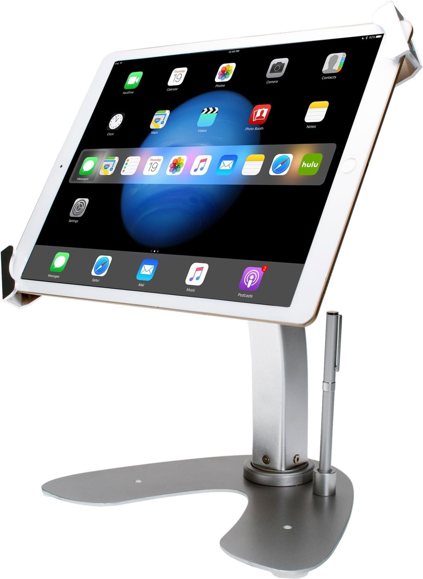 Universal Dual Kiosk – CTA Universal Dual Security Kiosk with Locking Holder & Anti-Theft Cable for iPad 10th Gen 10.9" - iPad 10.2" 7/8/9 Gen - Surface Pro 4 - Surface Go 3 & More - Silver (PAD-UATP)