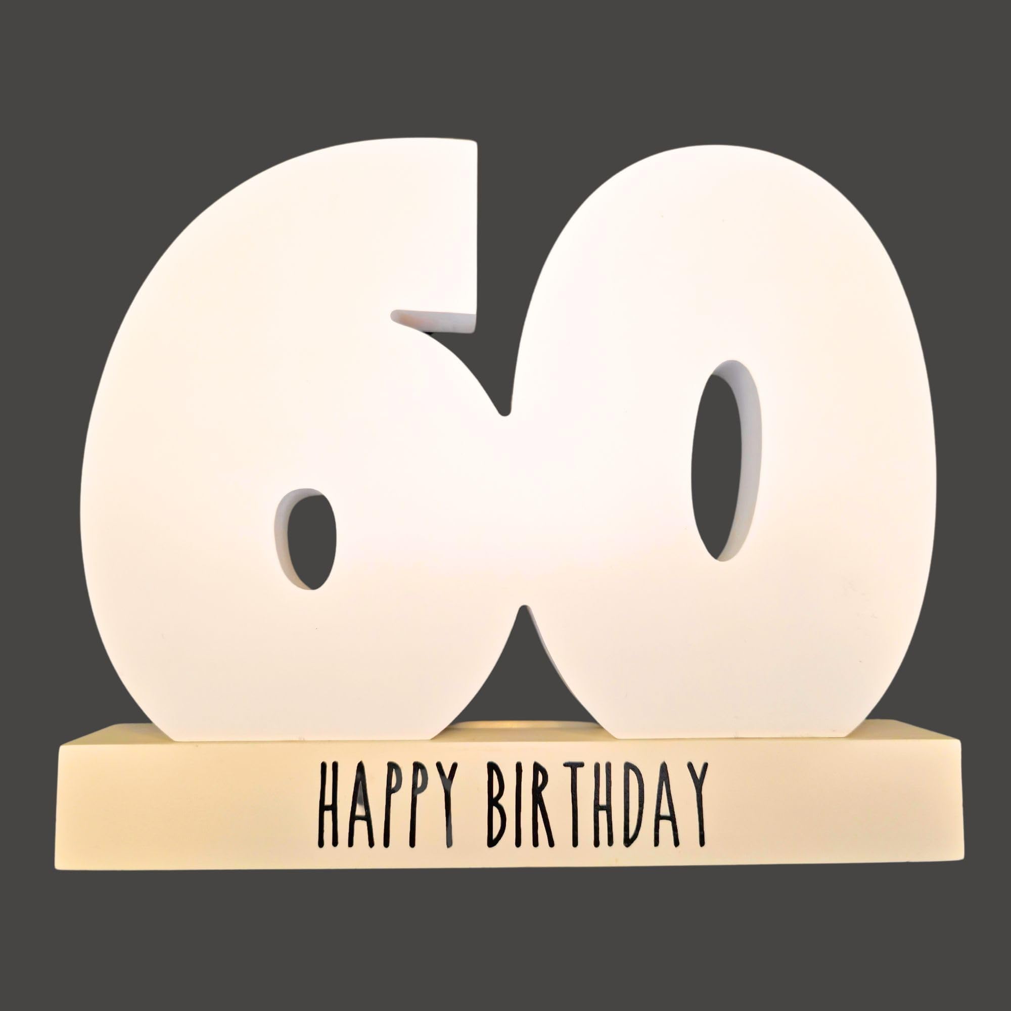 Collection Celebrate in Style White Wooden 60th Birthday Signature Age Plaque with Black Marker Pen Freestanding White Wrapped Numbers to Sign Perfect Personalised Gift for Birthdays
