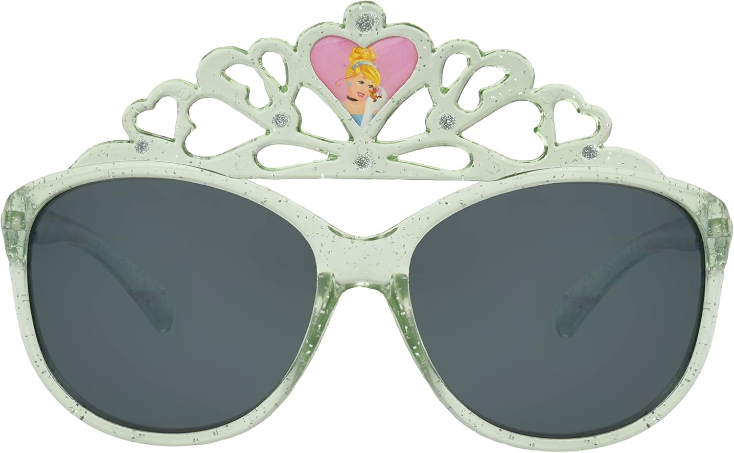 Disney Girls Princess Crown Kids Sunglasses, Crystal Blue to Clear/Glitter Injection, 53 - Image 2