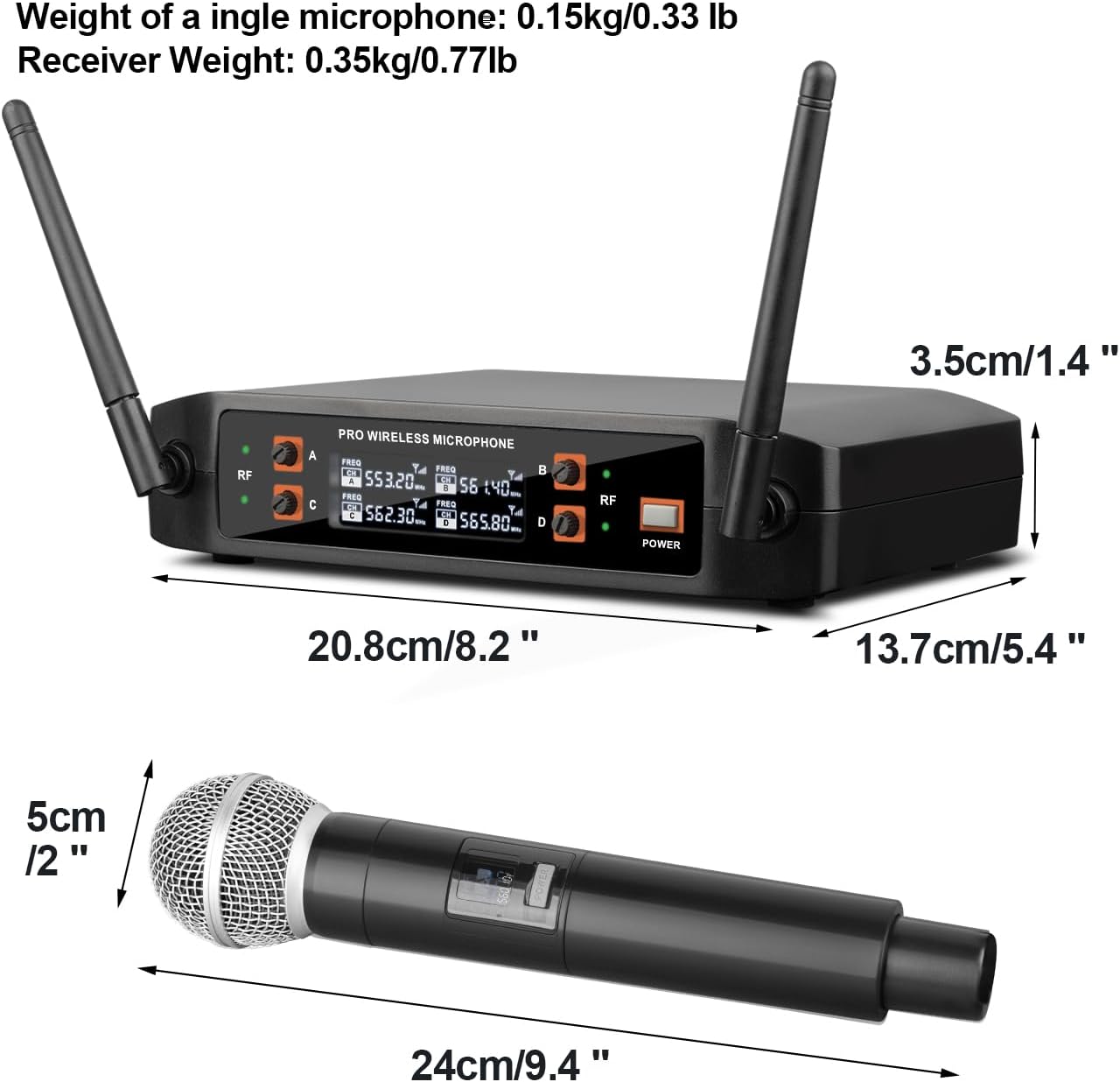 Depusheng DX4 Wireless Microphone, Professional 4 Channels Karaoke Handheld System for Home Karaoke, Meeting, Party, Church, DJ, Wedding, Home KTV Set - Image 7