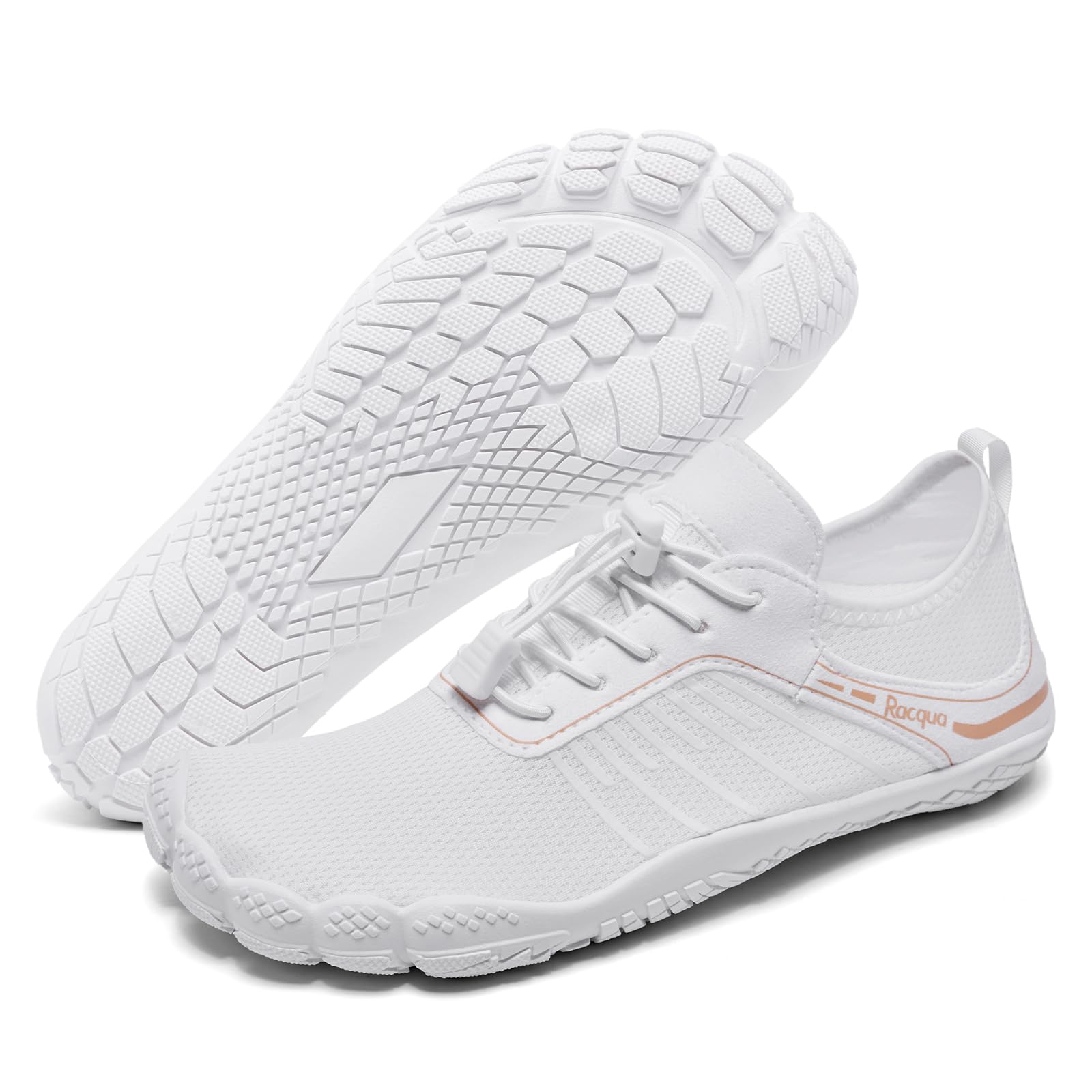 Racqua Women's Water Shoes Swim Aqua Breathable Quick Dry Lightweight River Beach Pool Surfing Ladies Shoes White 9 Women/8 Men