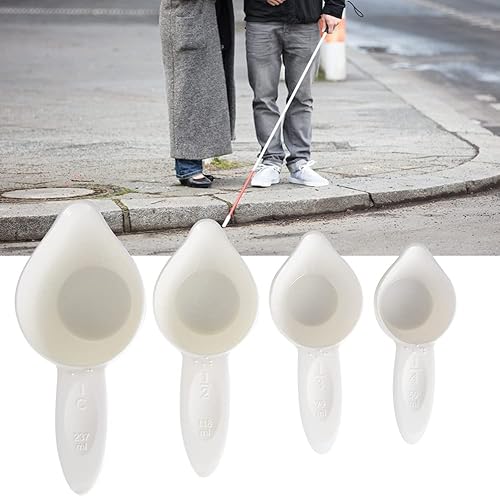 Miniatura 3 de 4 unidsset portátil Braille cuchara medidora taza, cocina cocina herramienta accesorio para los discapacitados visuales