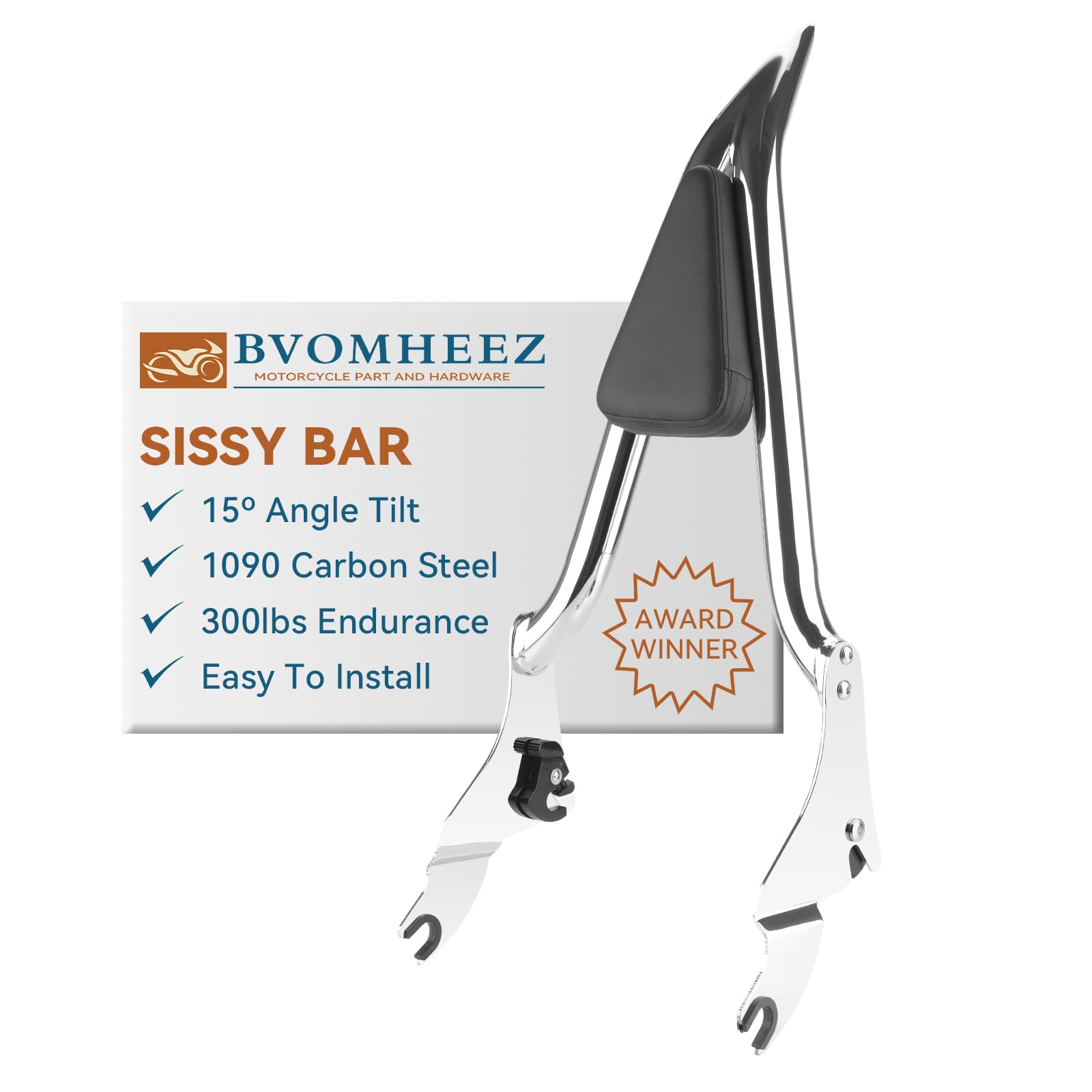 Photo 1 of Bvomheez 28" Sissy Bar, Detachable Passenger Backrest Tall Rear Back Pad Quick Release Fit for Harley Davidson Touring 2009-2025 Road King Road Glide Street Glide Electra Glide Ultra Limited CVO Black