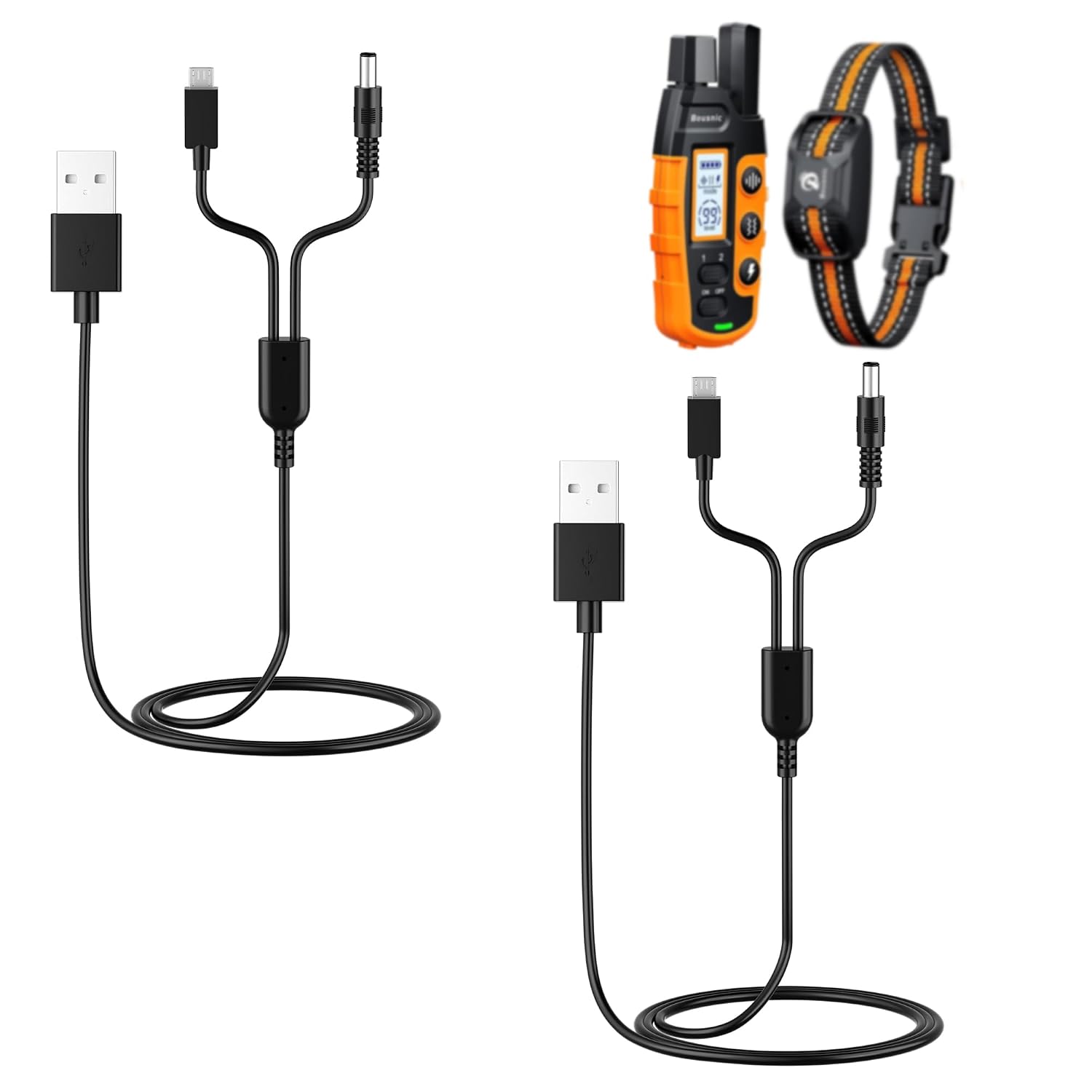 Bousnic Dog Shock Collar Charger Cord - 2-Pack RS2A RS2B