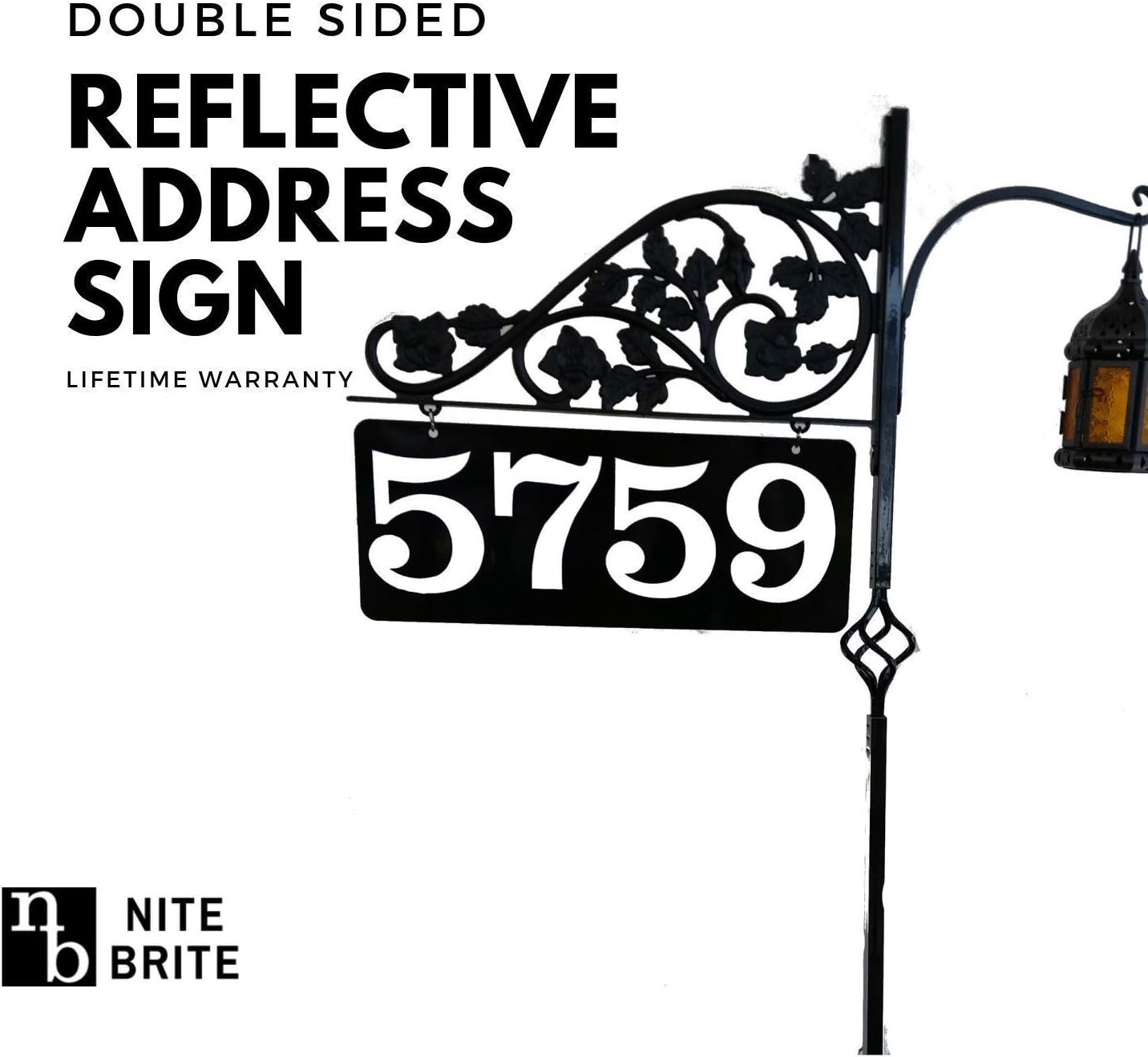 Reflective Driveway Marker Address Sign - Double Sided House Number Sign with 32" Pole for New Homeowner Great Housewarming Gift | Custom Made