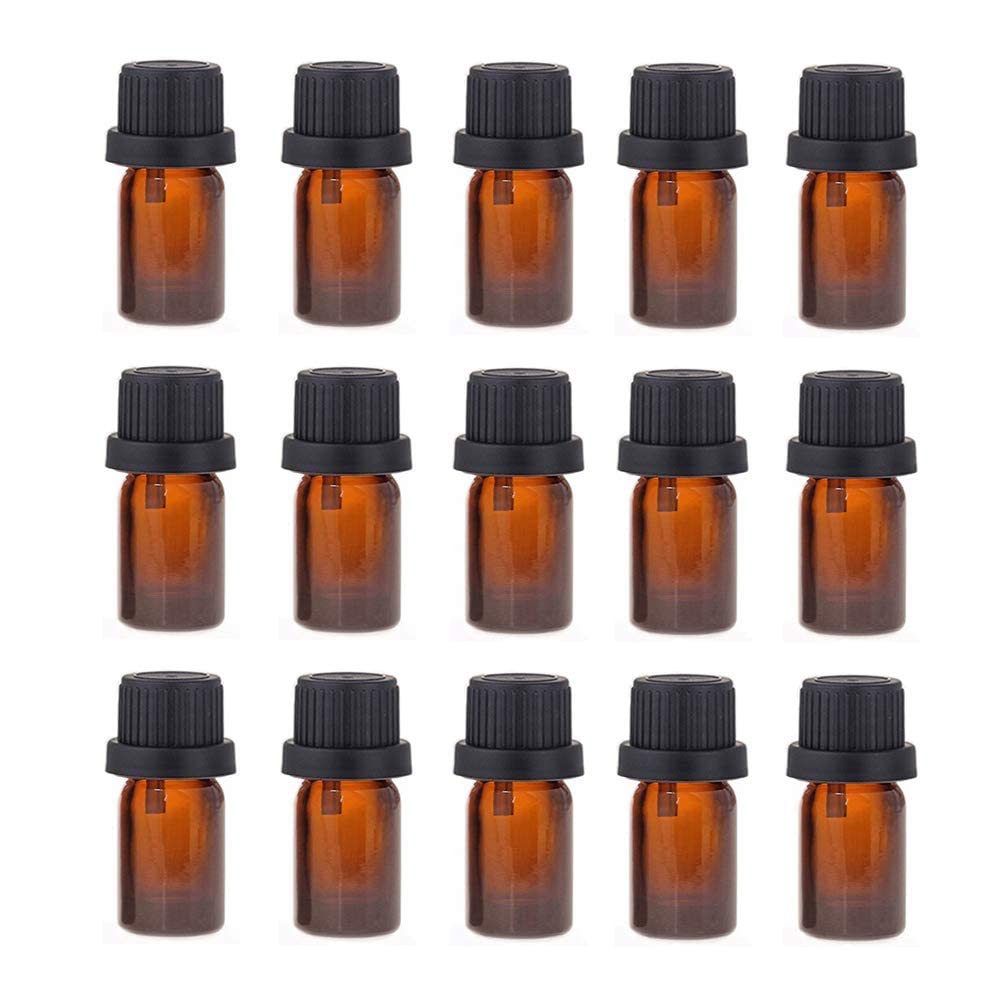 5ml Amber Glass Bottle For Essential Oil Refillable Vials with Euro Dropper Orifice Reducer Liquid Dispenser Travel Glass Bottle Glass Empty Cosmetic