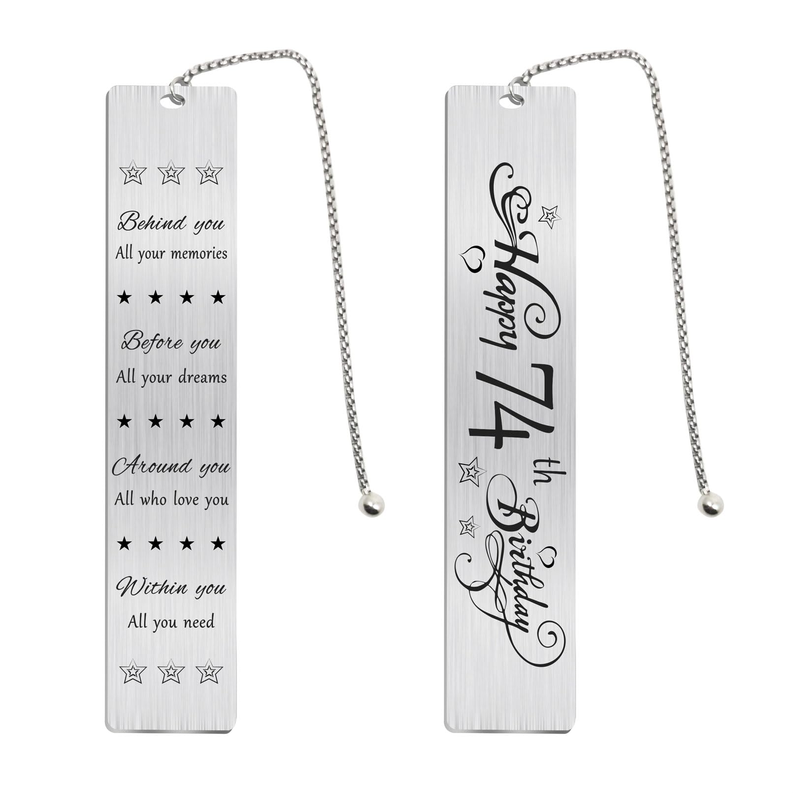Jzxwan Happy 74th Birthday Gifts for Women Men, 74 Year Old Birthday Bookmark, Female 74 Yr Old Bday Card Gift Ideas, 1951 Book Mark for Woman Man, 74th Bday Decorations