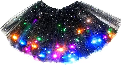 REETAN Falda tutú LED iluminada, faldas en capas para Navidad, disfraz de tutú para mujeres y niñas