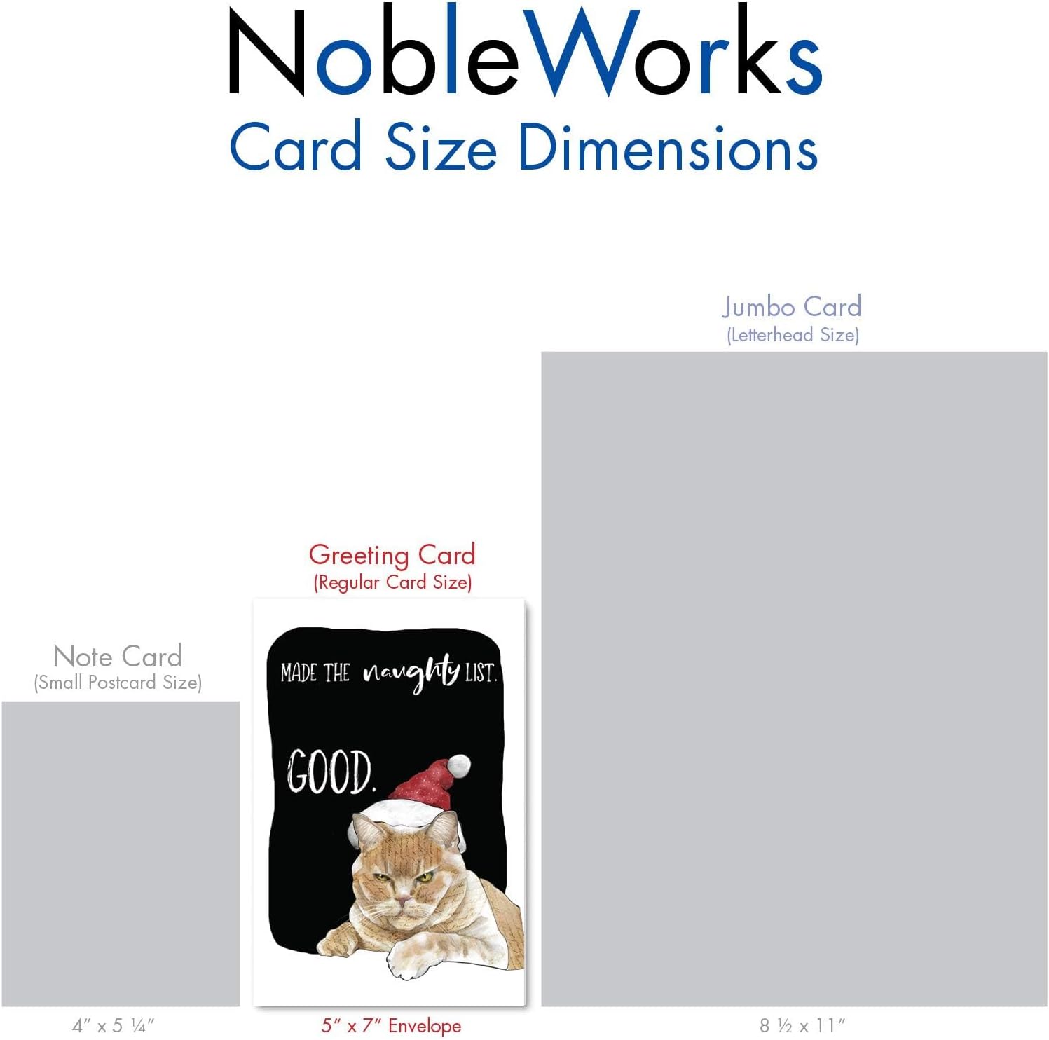 NobleWorks - 12 Funny Animal Christmas Cards - Pet Holiday Humor, Bulk Boxed Notecards with Envelopes (1 Design, 12 Cards) - Cat Naughty List C3481XSG-B12x1