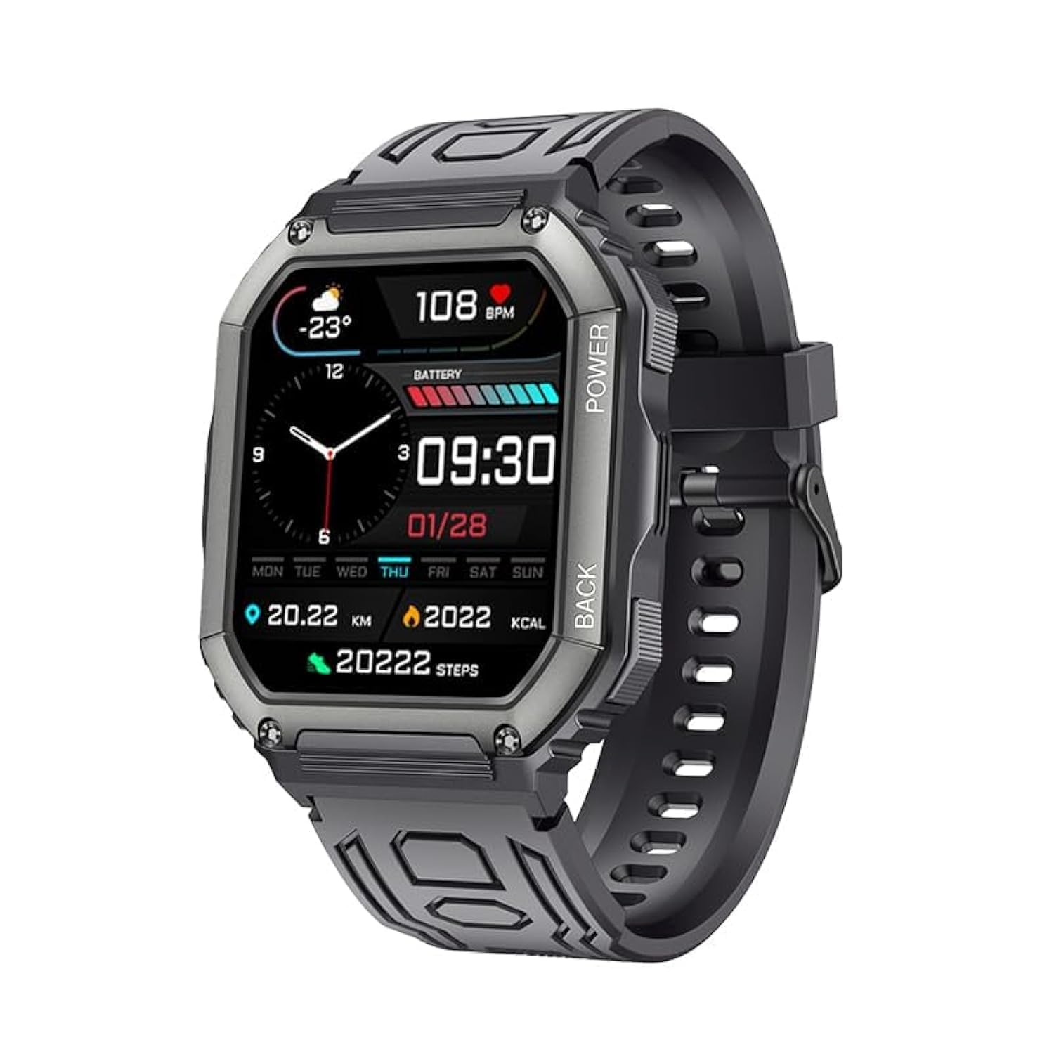 Max & Max Adventure Smart Watch for Men and Women for Android and IOS iPhone, Answer/Make Calls, Blood Pressure Heart Rate Monitor Fitness Tracking for Gym Sports Water Resistant (Black)