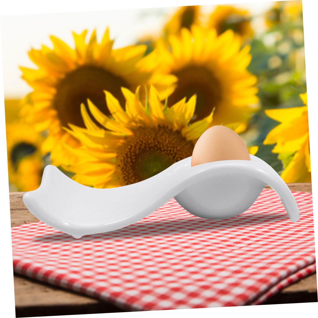 Baluue 6 Pièces Supports à Œufs en Céramique Blanc pour Petit-déjeuner, Coquetiers Pratiques Modernes pour Tenir Œufs Durs et Plateau de Service Élégant