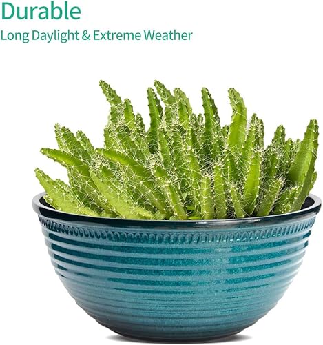 Miniatura 5 de Paquete de 2 macetas de 10 pulgadas, macetas decorativas duraderas con orificio de drenaje para plantas de interior y exterior, flores, suculentas,