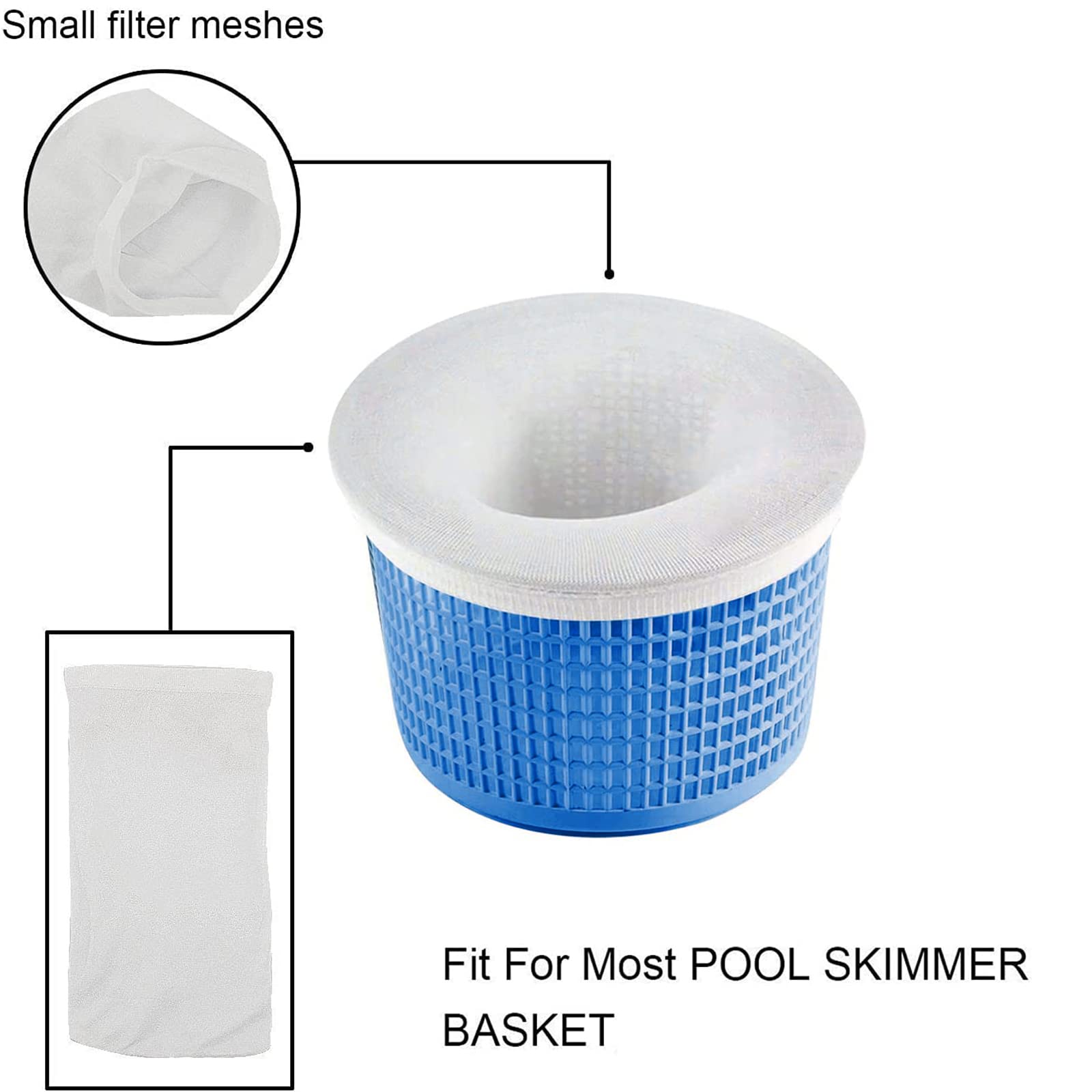 Calze Filtranti Per Skimmer Piscina In Nylon - Confezione Da 20, Elastiche E Riutilizzabili