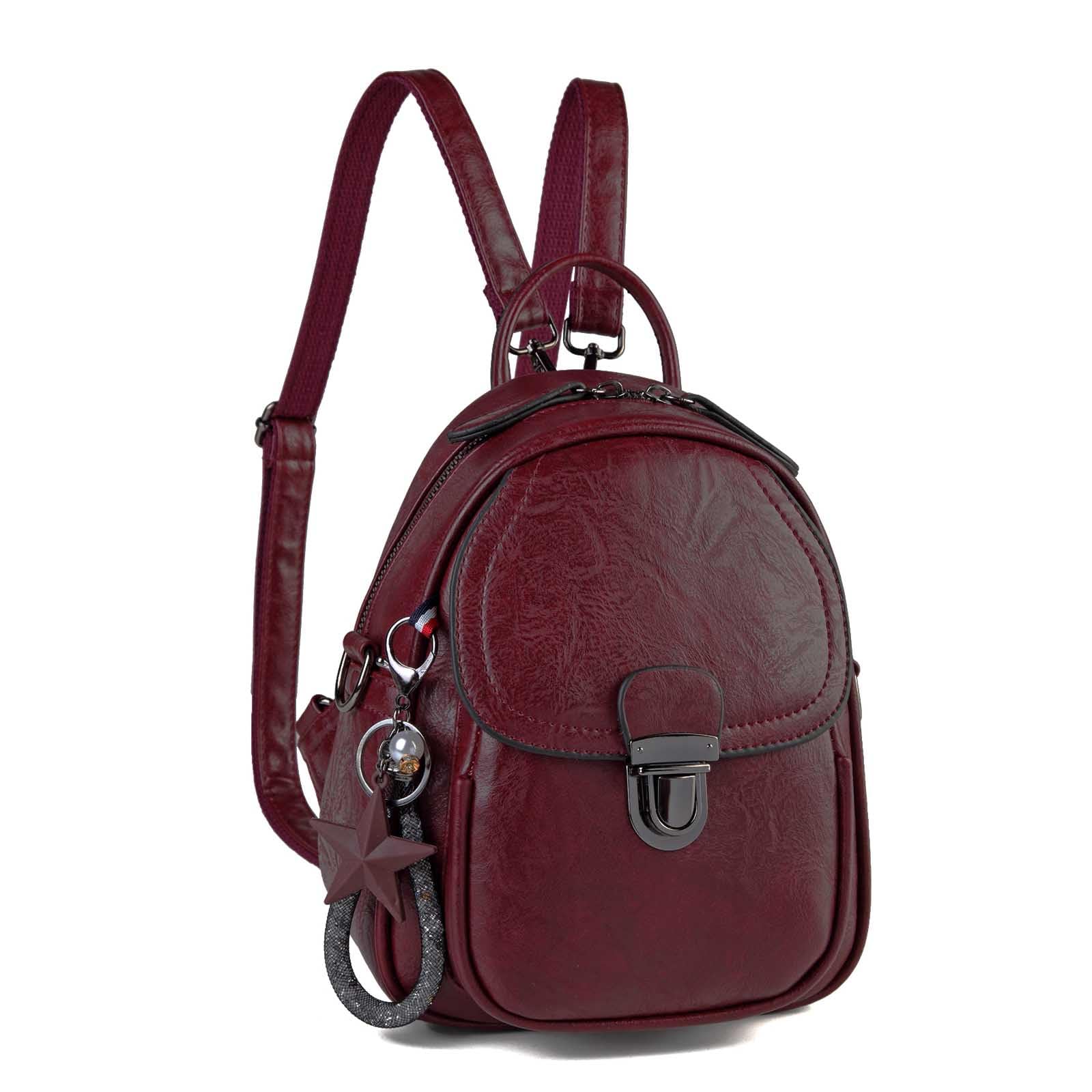 Mini Backpack for Women, Water Resistant Small Ladies Backpack Women Leather Backpack Purse 3 Ways to Carry Rucksack Bag for Girls with Detachable Straps
