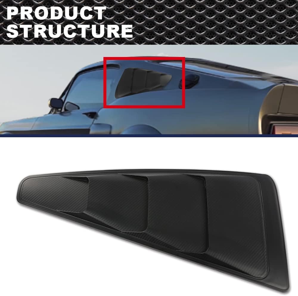 CROSSDESIGN Quarter Side Window Louvers Board Compatible with Ford Mustang 2005-2014 Black