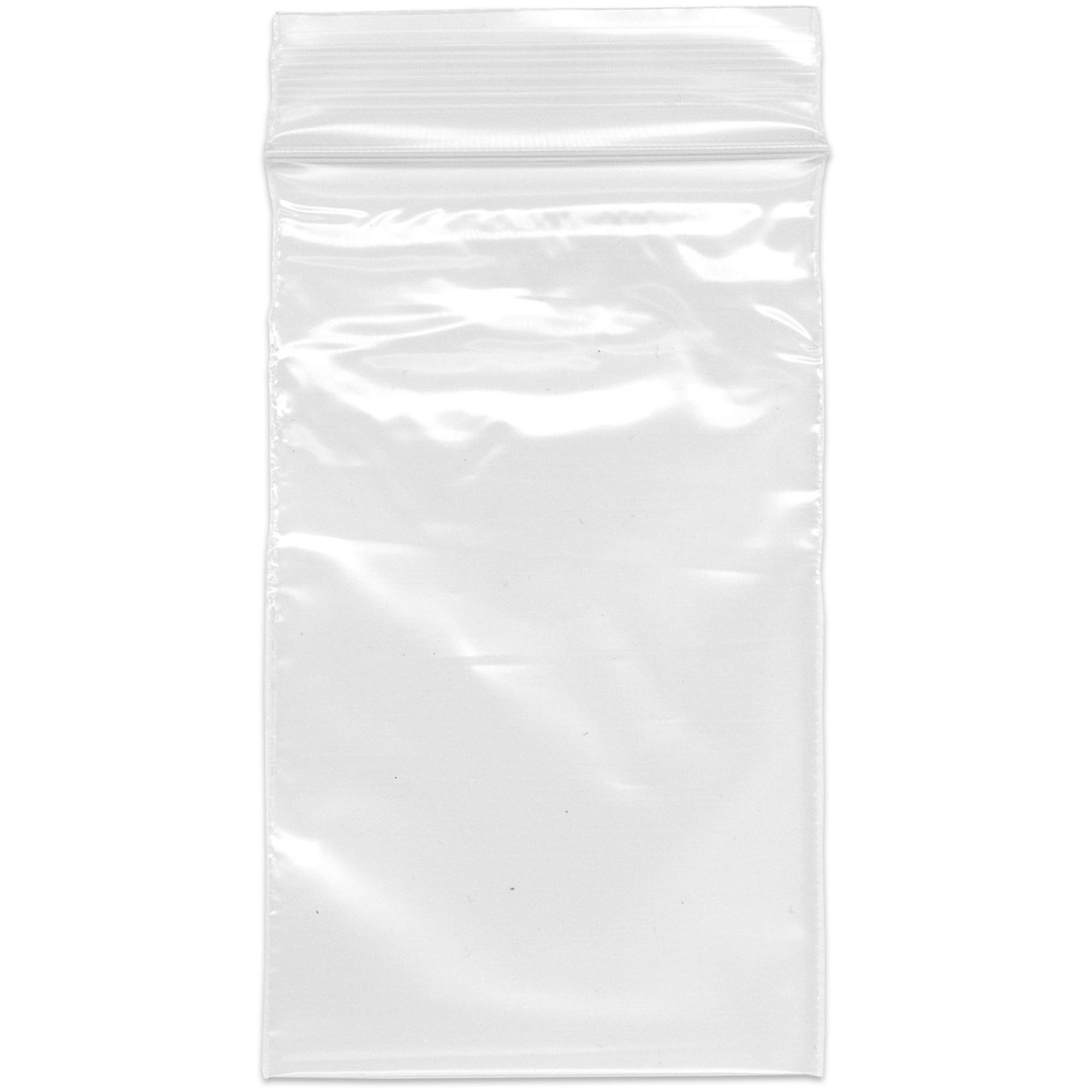 Plymor 2.5" x 4" (Case of 1,000), 2 Mil Zipper Reclosable Plastic Bags