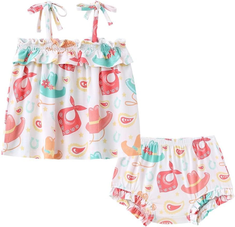 Baby Girls Clothing Set Ruffle Top and Bloomer Shorts Toddler Girl Bamboo Viscose Summer Playwear