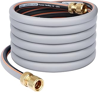Abimars Garden Hose Pipe 1/2” with 2 PCS 1/2'' Brass Hose Pipe Connectors, 5m Hose Pipe Extension kit, No Kink Reinforced Thicken Synthetic Rubber Garden Hosepipes