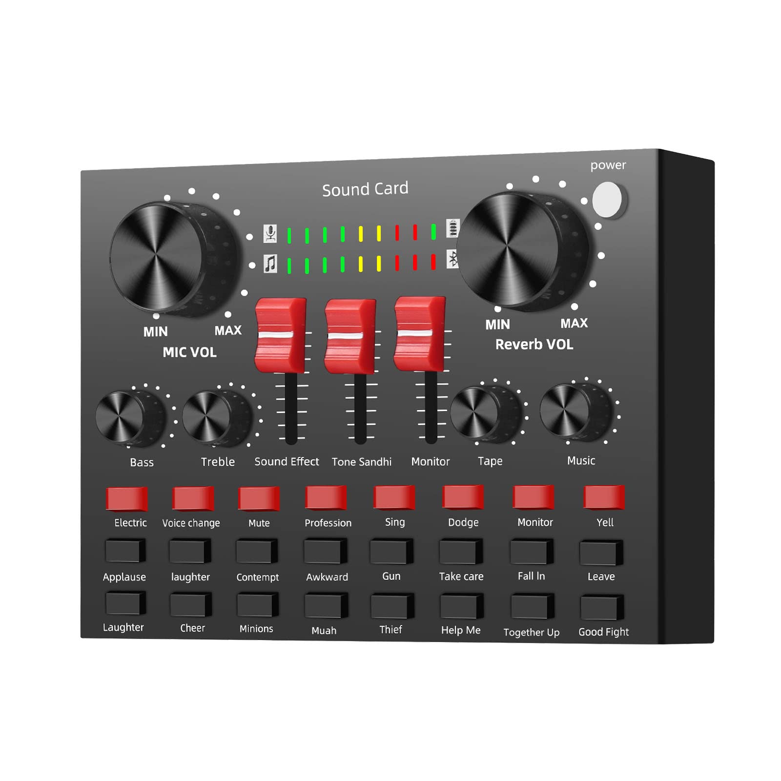 Tarjeta de audio externa con mezclador de Bluetooth, efectos de audio, cargador de tarjeta de sonido, karaoke, smartphone, PC