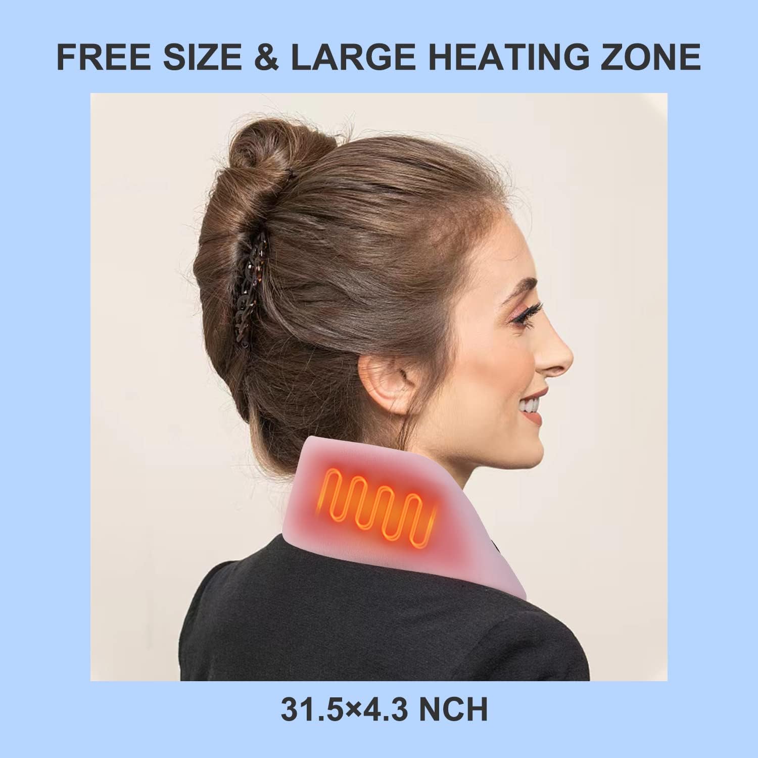 Heated Scarf Women Men Neck Electric Heating Pad USB Rechargeable Self Hot Scarves Cordless Adjustable Warmer Wrap Scarfs Portable Washable Pain Relief Winter Christmas Gift Mom Dad Black at  Women’s Clothing store