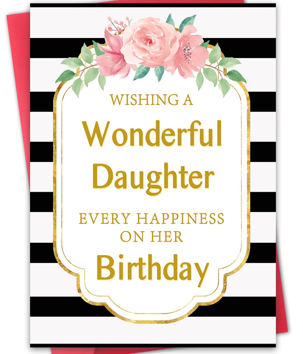 Happy Daughter Birthday Card Gift from Mom Dad,Eco-Friendly Envelope 5.3in x 8in