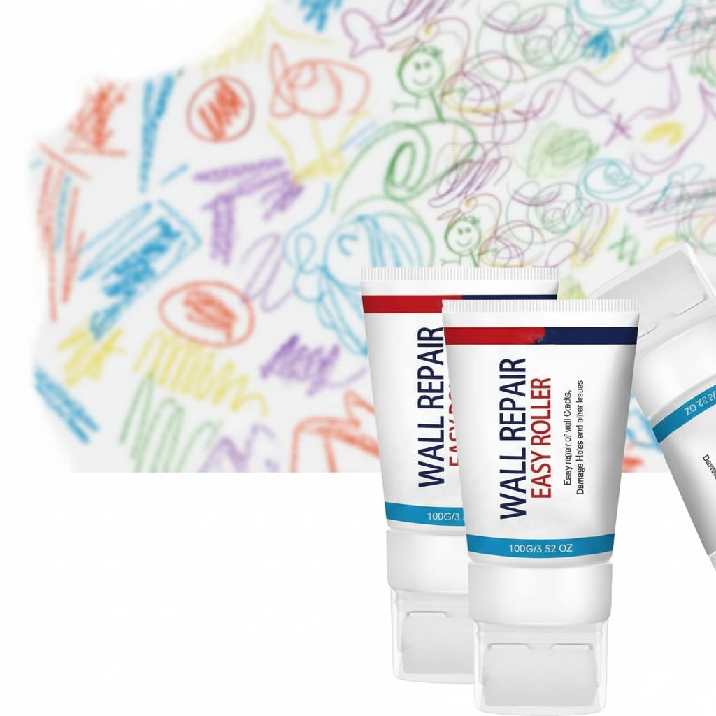 2Pcs Wall Repair Easy Roller, White Paint for Walls, Wall Repair Rolling Brush, Portable Paint Roller Kit, White Paint for Wall Repair Roller Brush, for DIY Repair Renovation Wall, Pristine Walls