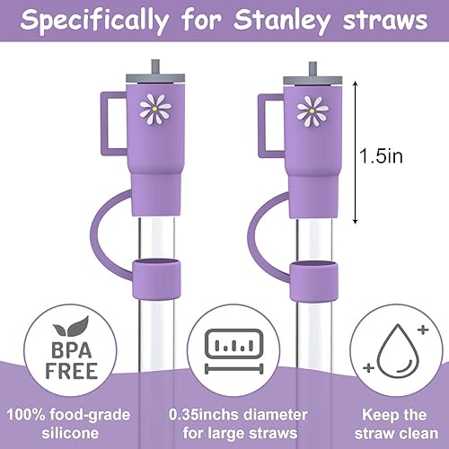 Miniatura 2 de Silicone Straw Covers Cap for Stanley Cup,Silicone Caps for Straws,Silicone Straw Topper Compatible with Stanley Tumbler with Handle,Stanley Straw