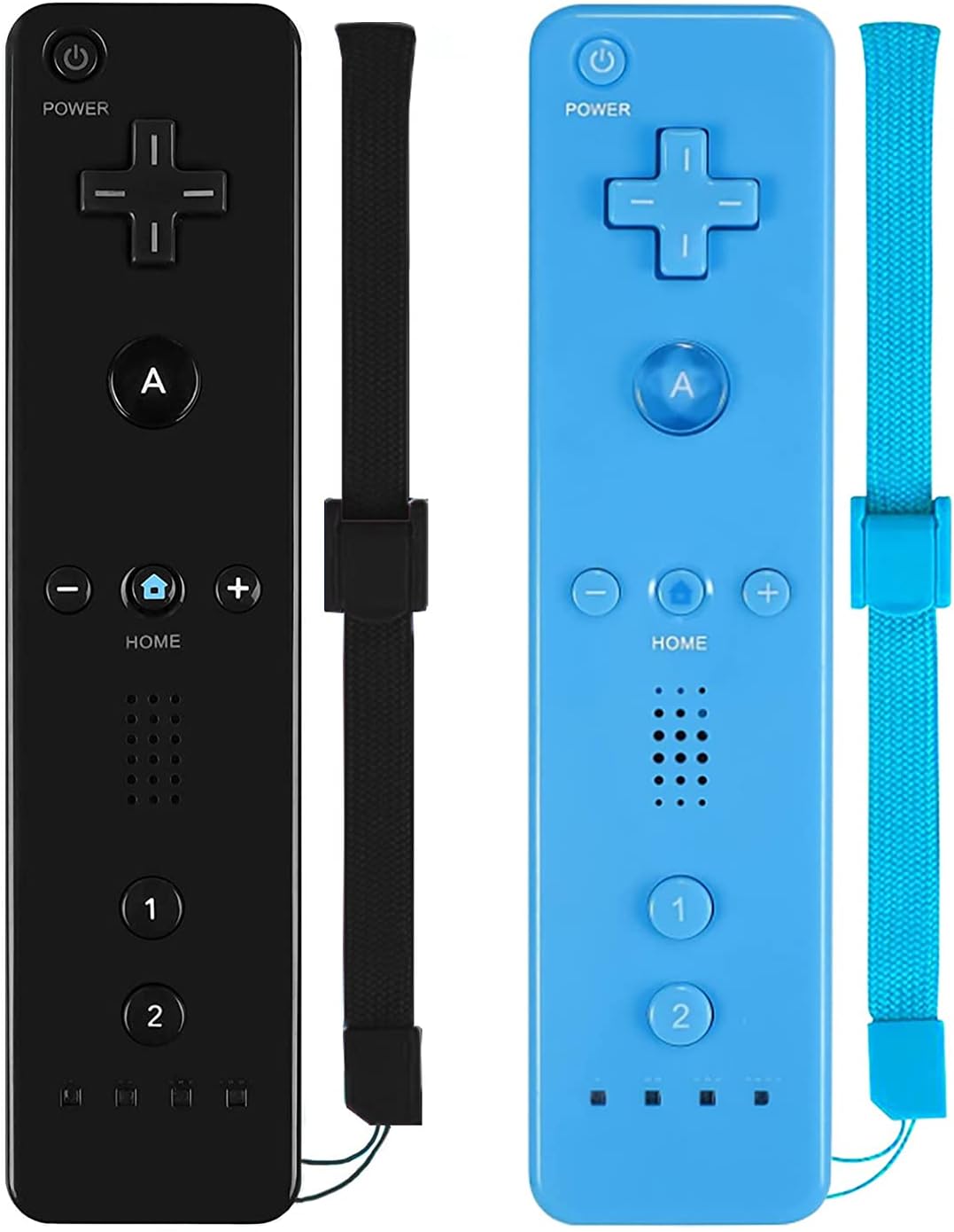 ZeroStory Remote Controller with Silicone Case and Wrist Strap Compatible for Wii Wii U Console (2 Pack, Black and Blue)