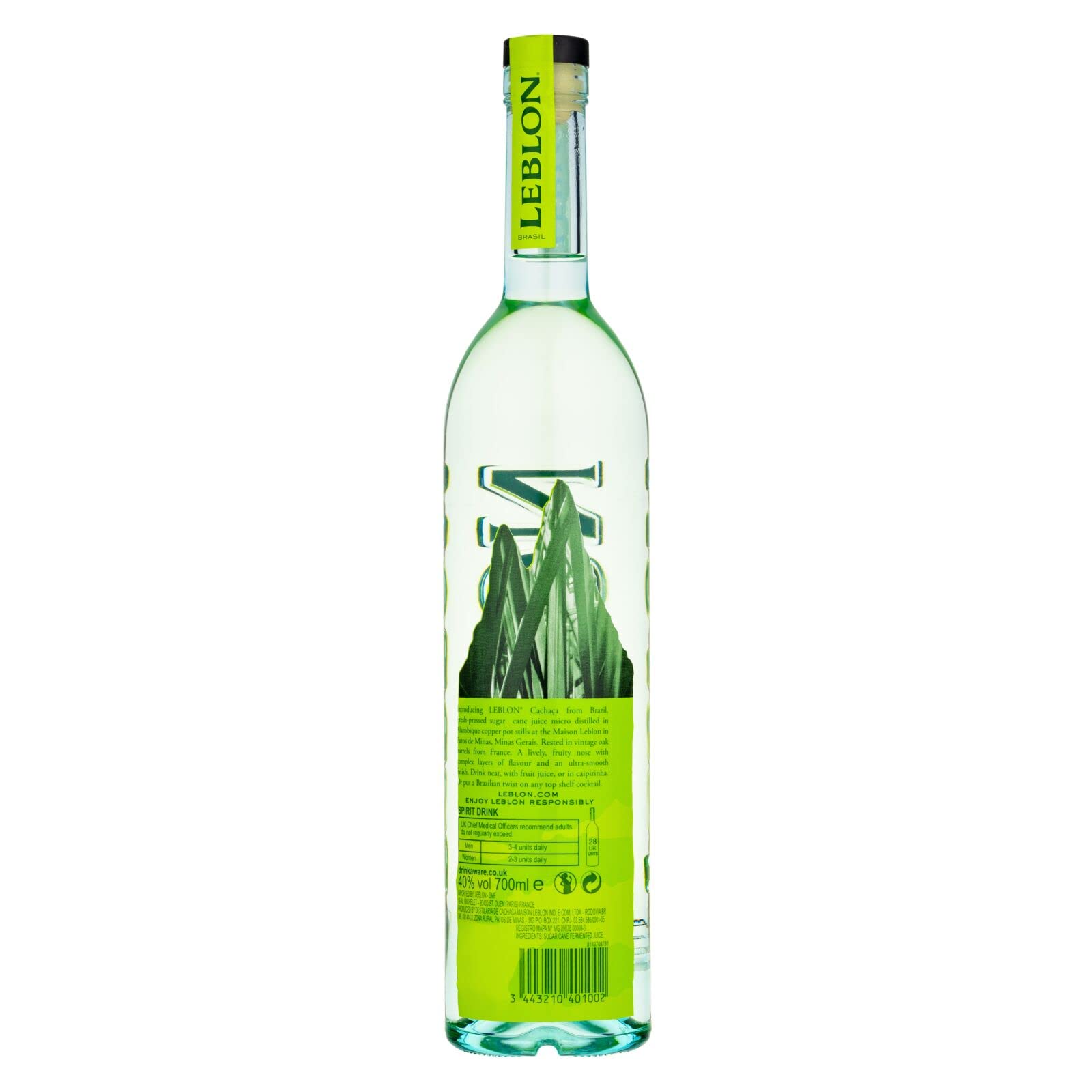 Leblon Cachaça, 40% vol., 70 cl / 700 ml, Cachaça elaborada con caña de azúcar prémium brasileña, destilada artesanalmente y madurada en barricas de coñac de roble francés