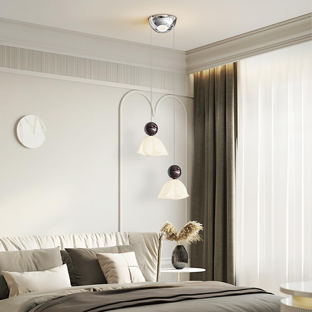 Lámpara Colgante de Techo de Metal y acrílico con luz LED, luz Moderna de Isla de Cocina con Forma de Flor para Sala de Estar, Comedor, cafetería, Bar, Restaurante, Ventosa con Acabado en CRO