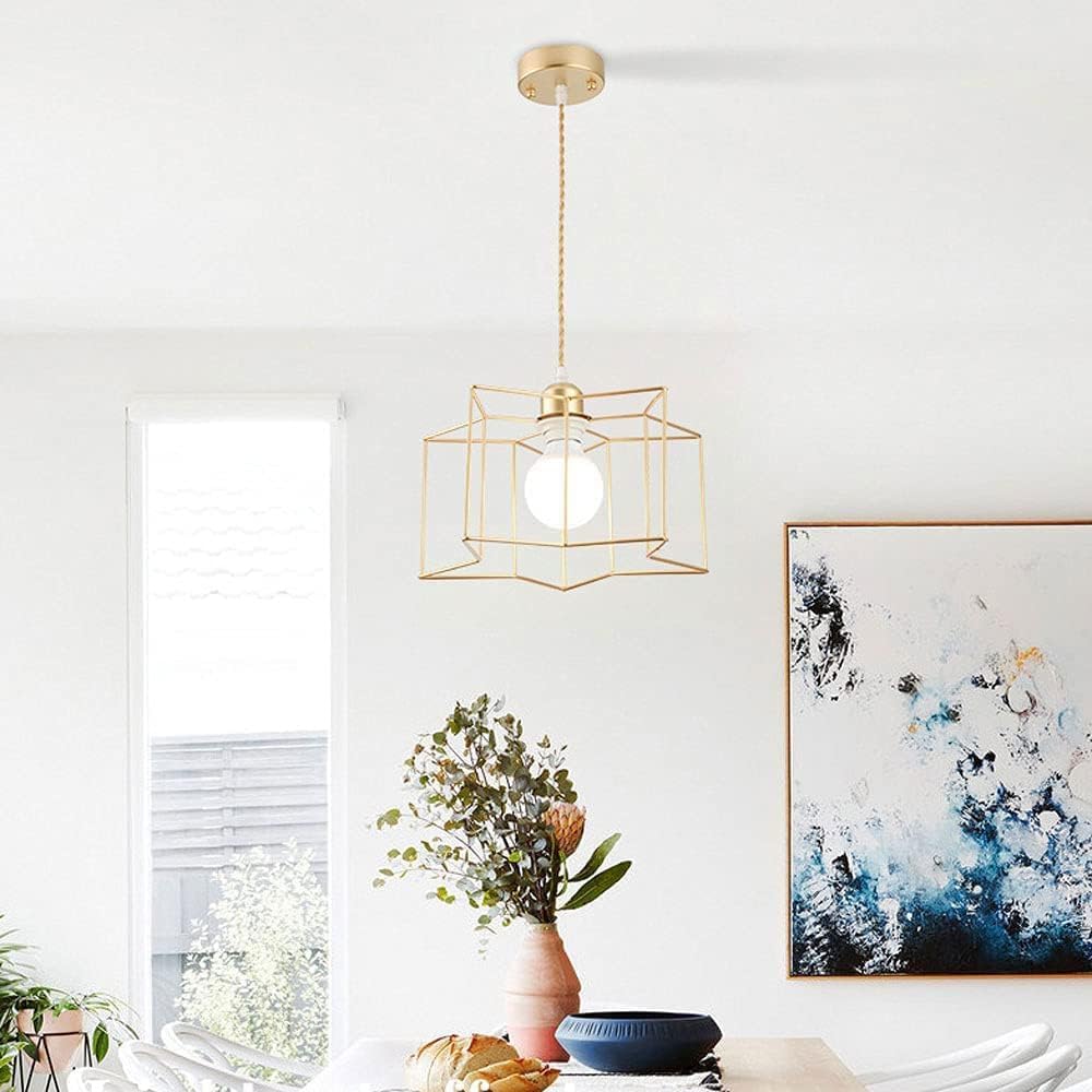 Five Pointed Star Pendant Light, Modern Minimalist Iron lamp Hollow Small Pendant Light lampshade, bar and Restaurant Ceiling Decorative Light