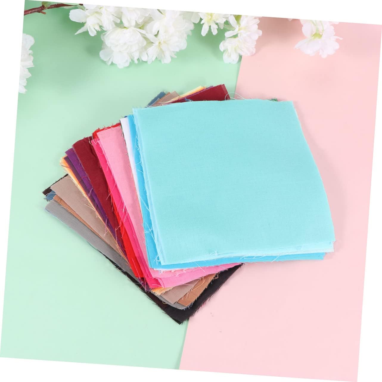 Uonlytech 50pcs Cotton Embroidery Cloth Patches for Craft Projects Soft Solid Fabric for Cross- Sewing and Home Art Crafts