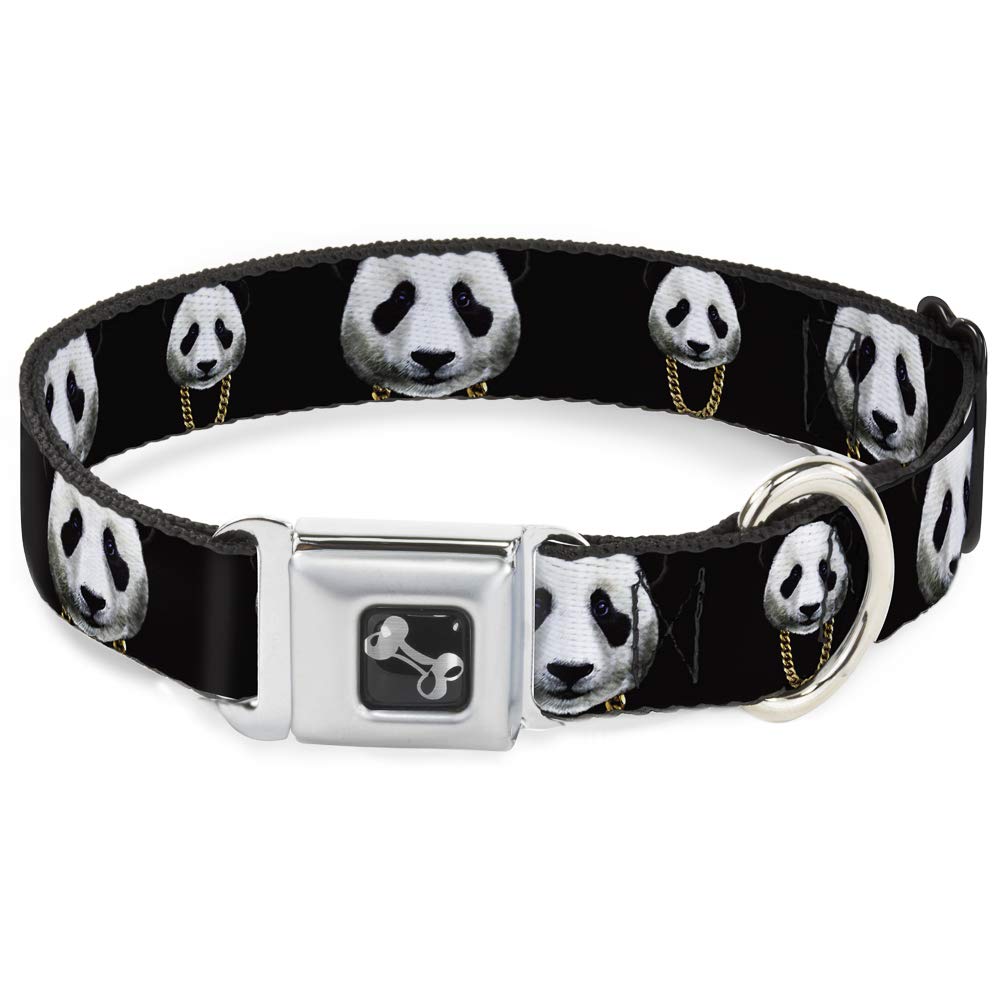 Collier chien panda noir en promenade Buckle Down chaîne os doré