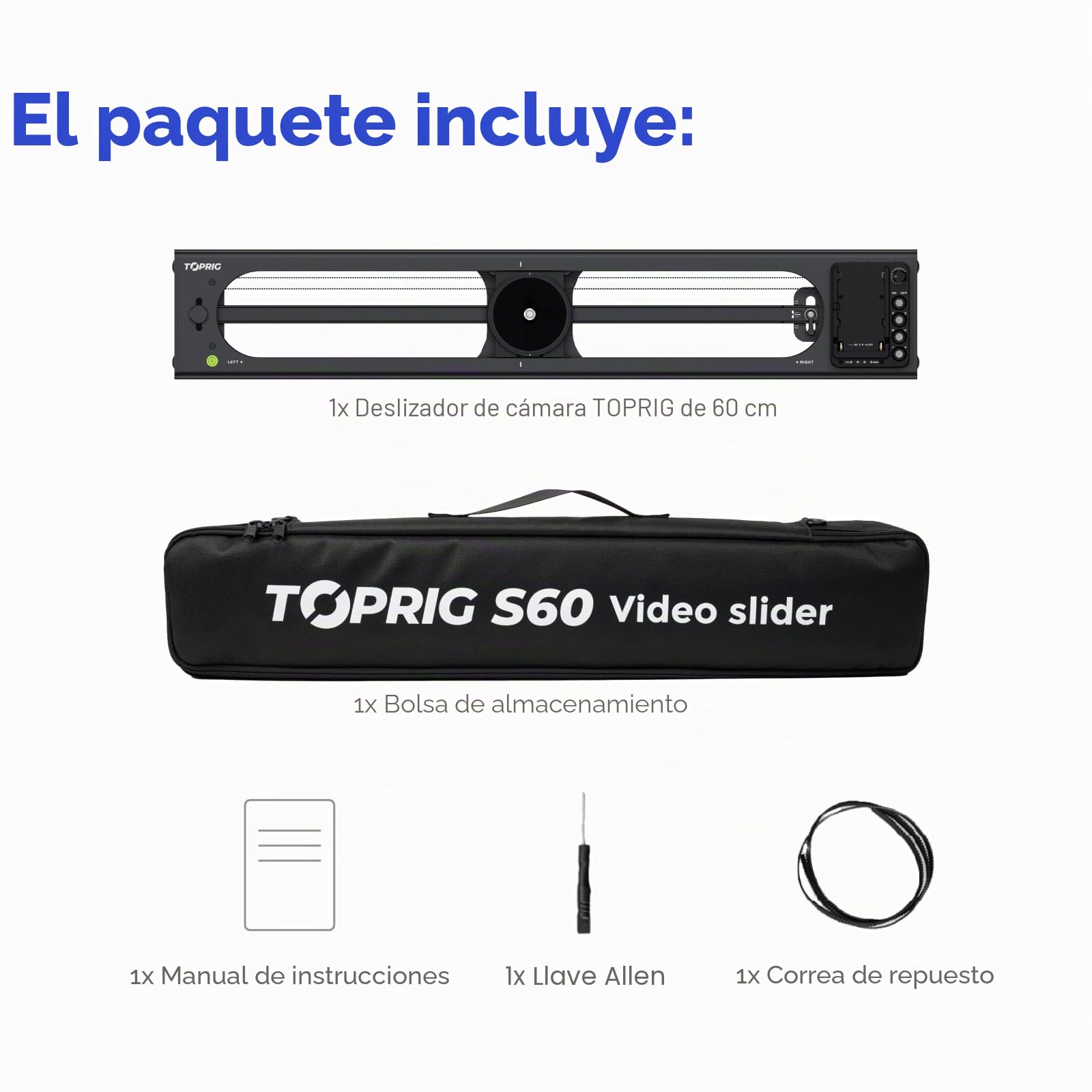 Accsoon - Vídeo de Toprig S60 - Motorized Camera Slider for Video Shooting - MAX. Load up to 2.5 kg Vertical and 4 kg Horizontal - Speed 5 cm/s - MAX Travel Distance: 425 mm