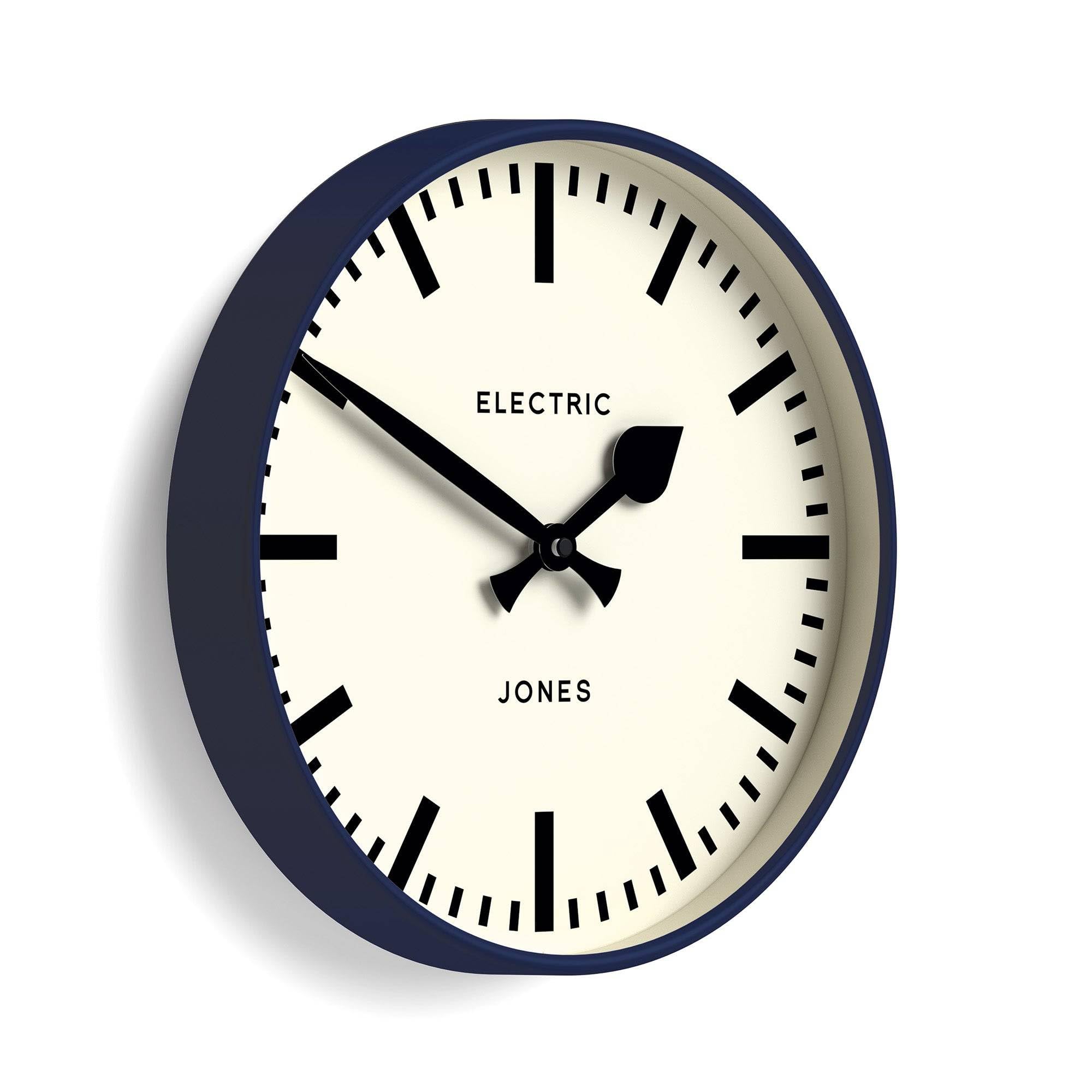 Jones Clocks Dark Blue Jones Clocks® Tiger Wall Clock | Modern Round Station Clock | 30Cm | | Cool Designer Look For Kitchen, Living Room Or Office