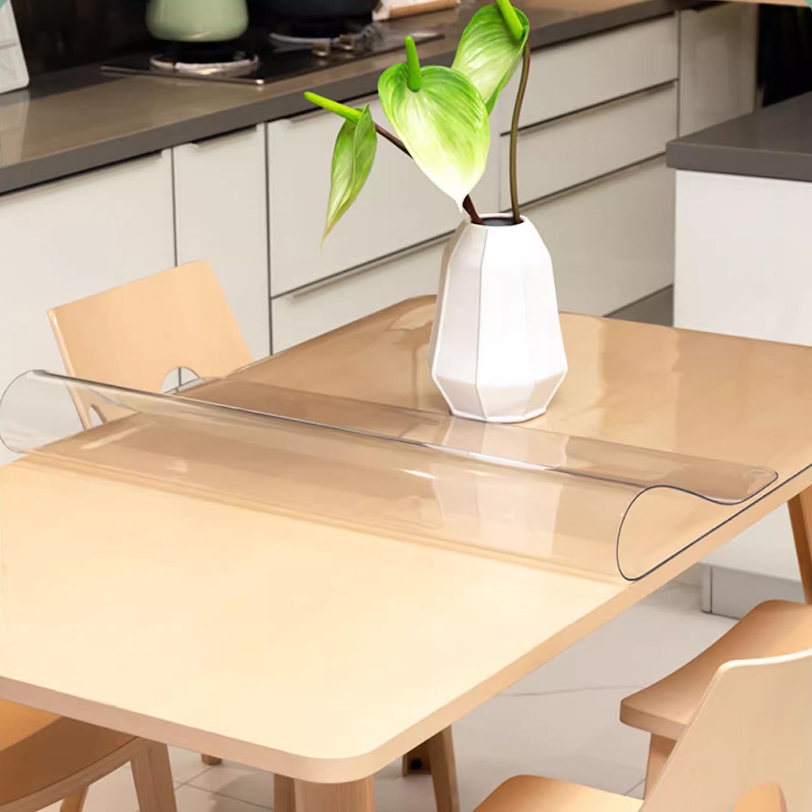 GHBSDNEPP Transparent Pvc Table Protective Film,1.2Mm Soft Glass Table Protective Film, Crystal Clear Table Mat,Suitable for Coffee Tables,Dining Tables,Writing Desks (135X200Cm/53X79In)/45*100cm/18*3