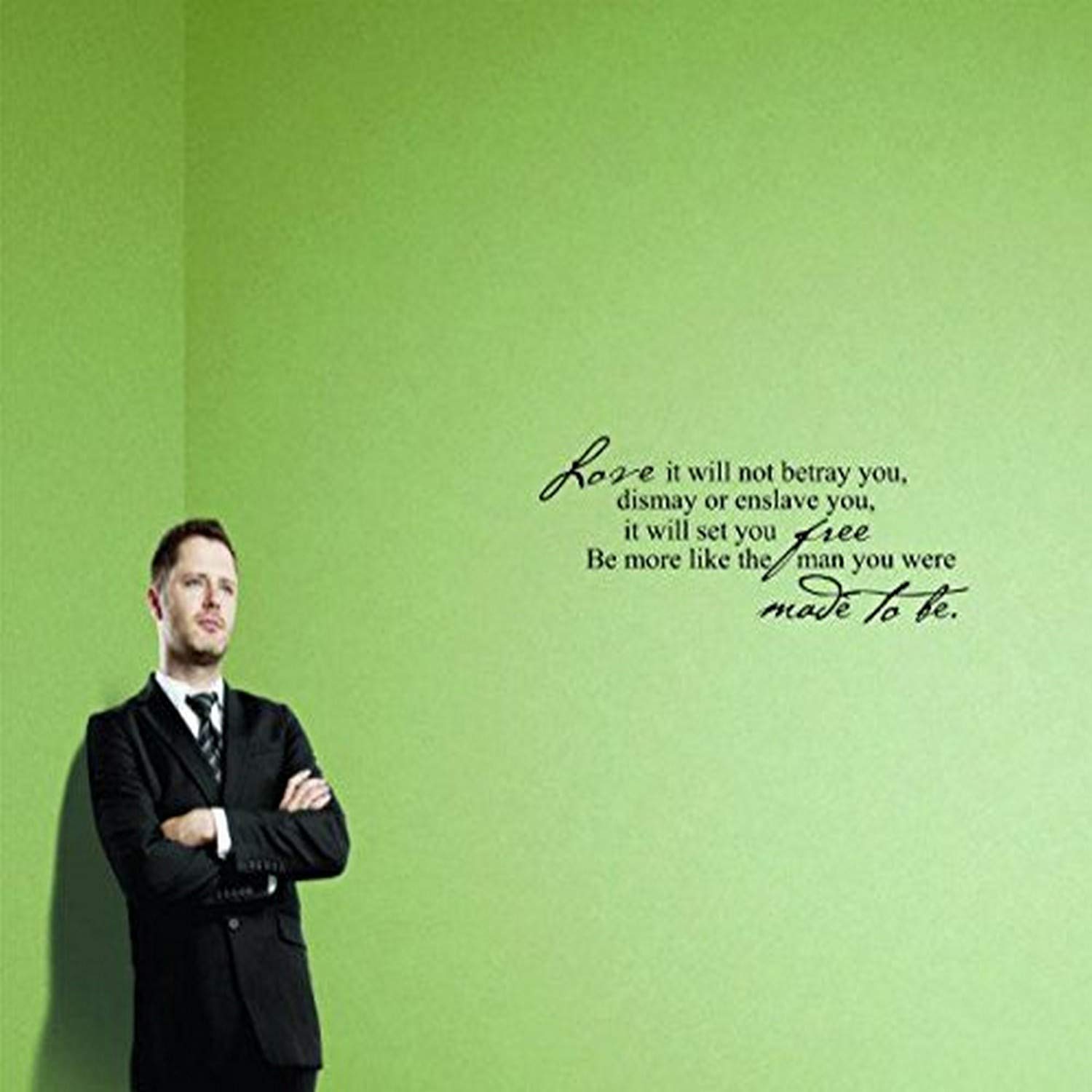 Design with Vinyl Moti 1799 1 Love It Will Not Betray You, Dismay or Enslave You, It Will Set You Free, Be More Like the Man You were Made to Be Quote Peel & Stick Wall Sticker Decal, 8" x 20", Black