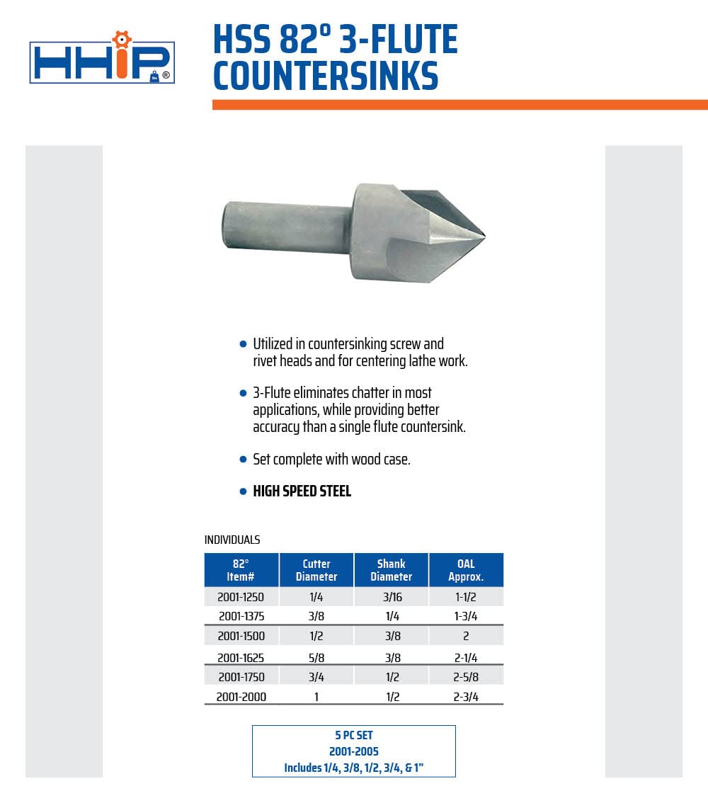 HHIP Countersink - 3/4 Inch, 82 Degree -3 HHIP Countersink - 3/4 Inch, 82 Degree -3