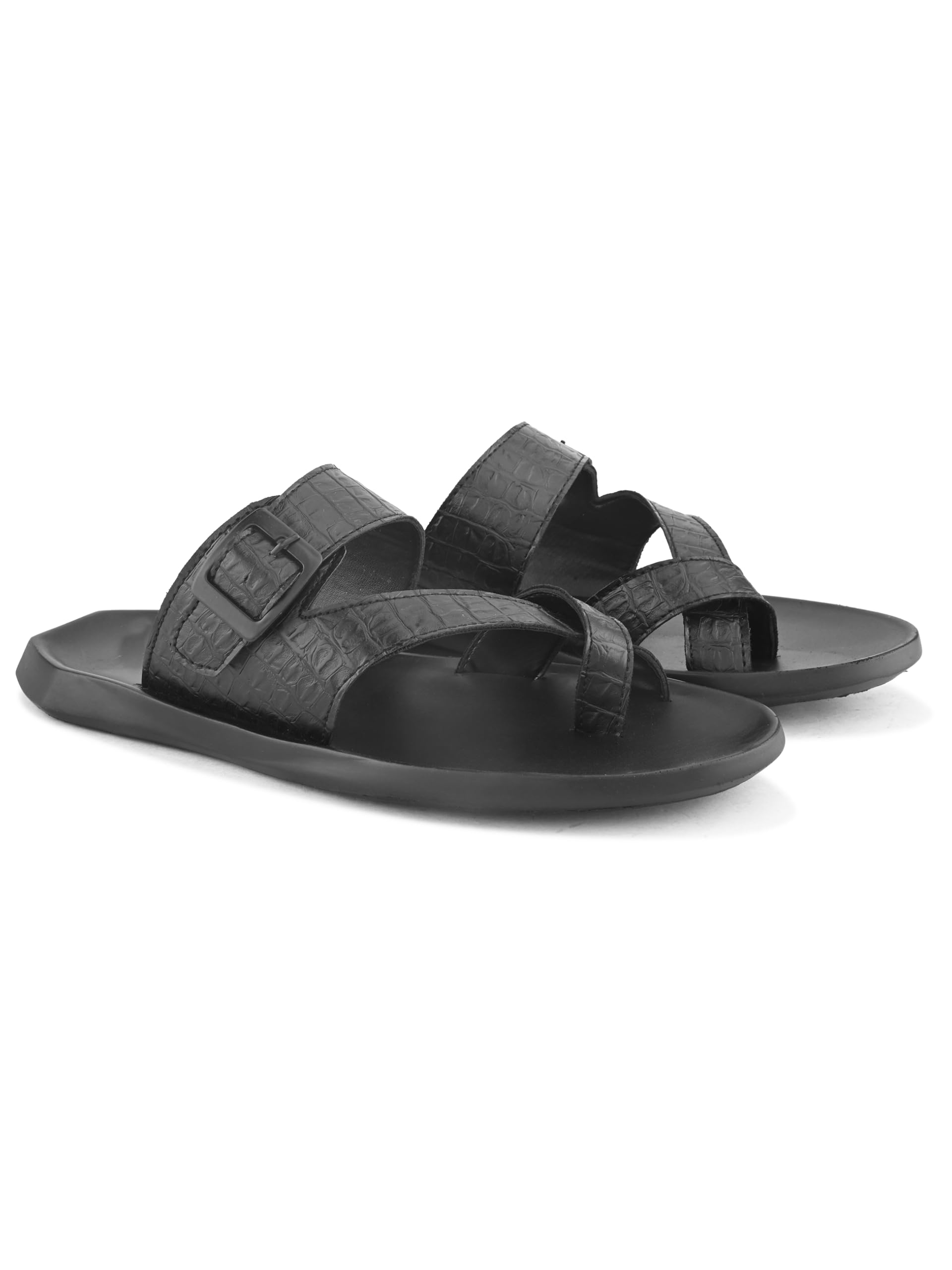 stanphord Men's Florvyn Cross-Strap Slipper – Textured Buckle Slip-On Flats Wear | Perfect for Casual Outings, Summer Days & Indoor Lounging-picture-32