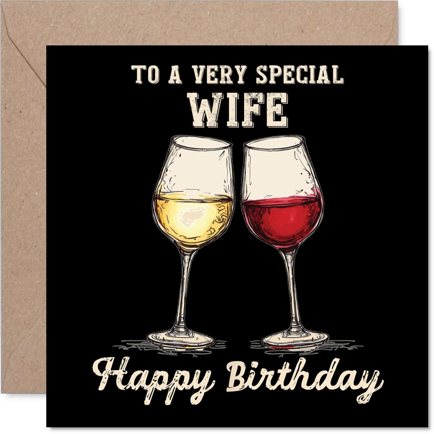 Wife Birthday Card - Bday Wine - Happy Birthday Card for Wife from Husband Partner, 145mm Wine Greeting Cards