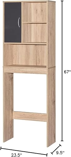 Miniatura 3 de Better Home Products Ace - Organizador de almacenamiento sobre el inodoro en roble natural y gris oscuro