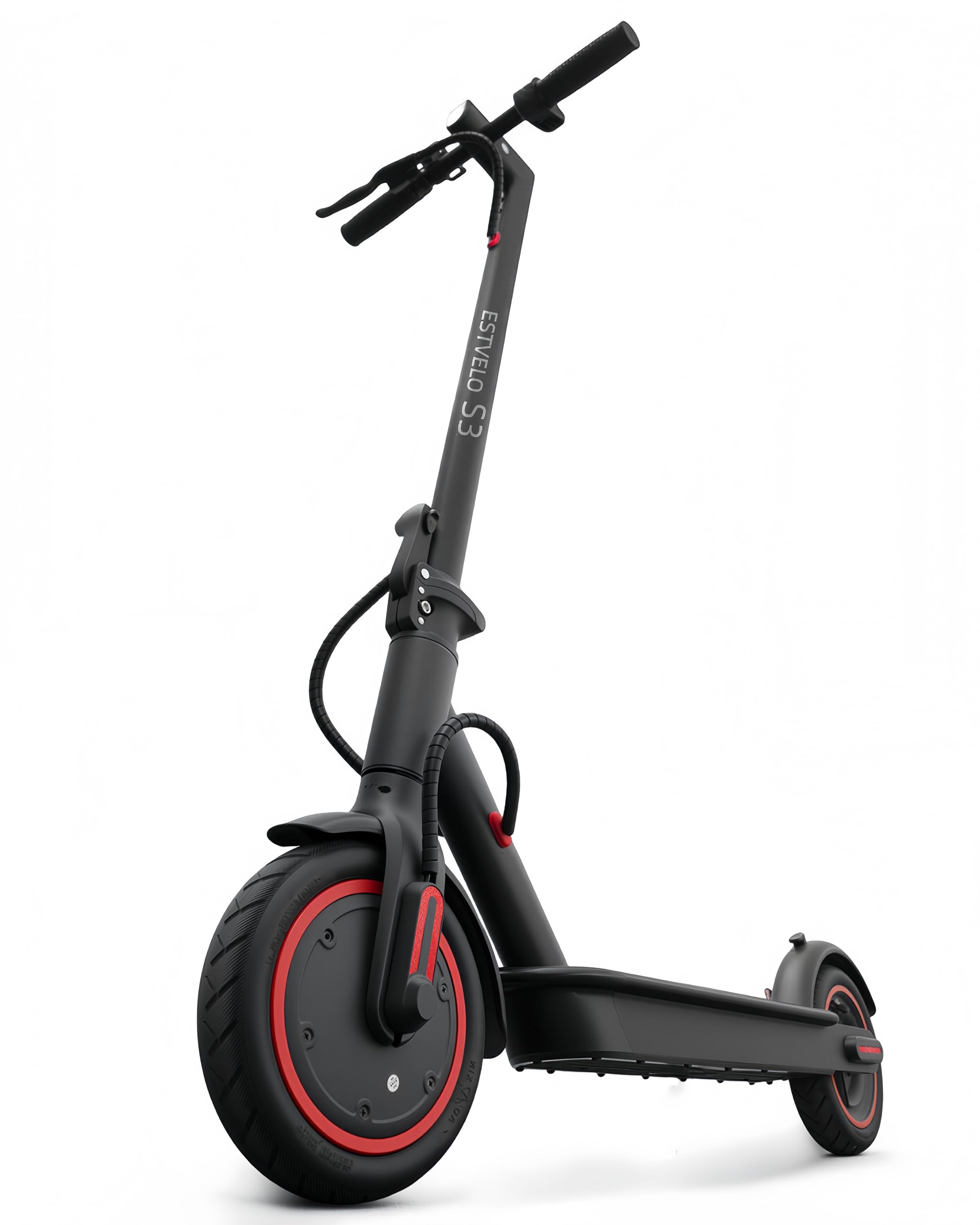 ESTVELO Electric Scooter, Foldable E Scooter for Adults, 12/18 Miles Range, 8.5”Run-Flat Tire, App Control, Double Braking (Black,12 Miles)