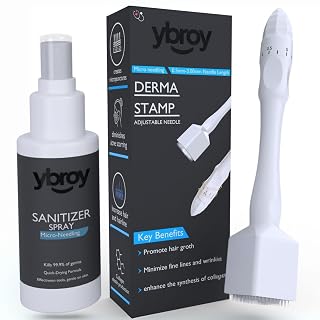 Derma Pen Stamp For men and Women | Microneedle Pen for Body & Hair & Beard Growth - Adjustable Microneedling Stamp For Skin - 0.5mm - 3mm Titanium Micro Needle Derma Stamp For Skin Care (WHITE+1) - Amazon product rated Grade A