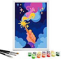 Vista 10 de Nariolar Pintura por números para niños de 8 a 12 años con cartón preimpreso de 7 x 9.5 pulgadas, 12 macetas de pintura acrílica y 3 pinceles de Lobo