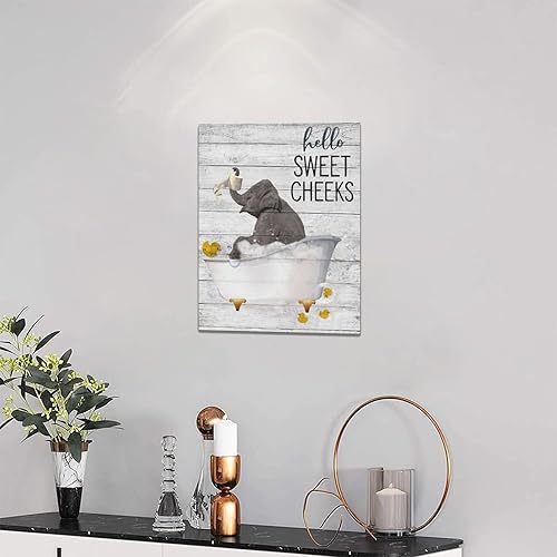 Miniatura 5 de SweetFox Divertido elefante baño pared arte elefante baño fotos decoración de pared elefante en la bañera lienzo pintura impresión para pared