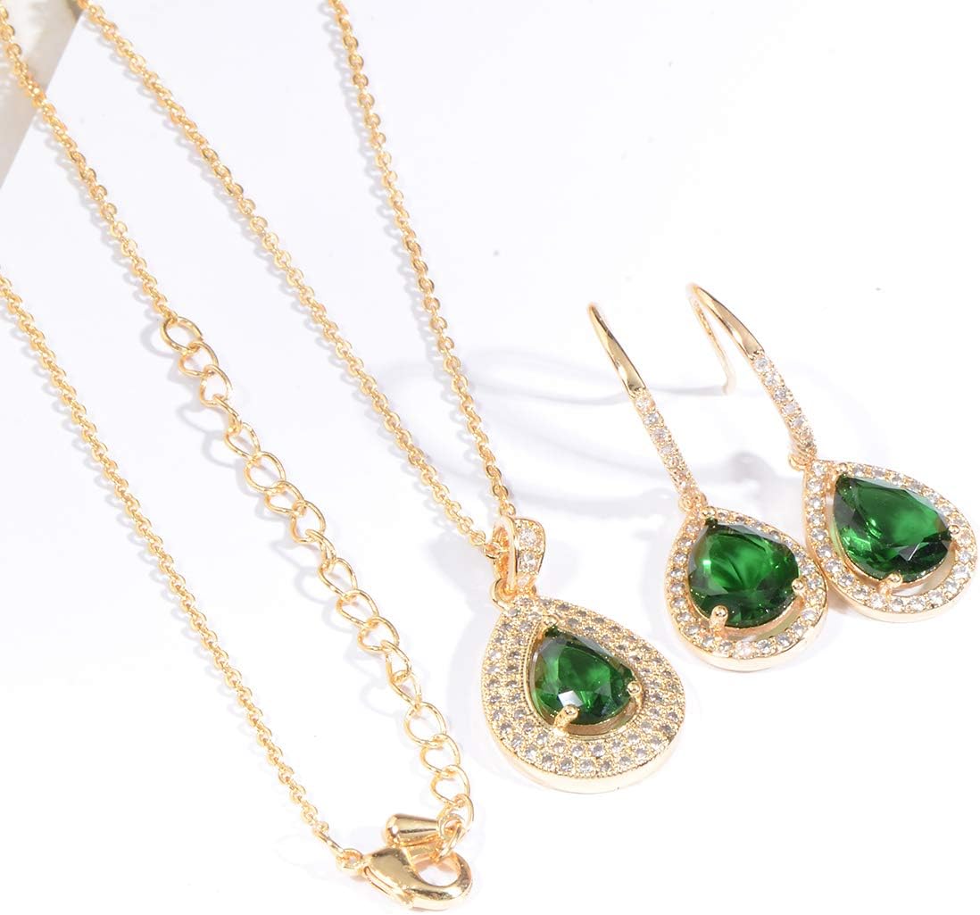 Crystal Wedding Bridal Jewelry Set Teardrop Pendant Necklace Drop Dangle Earrings Set for Bride Bridesmaids Mother of Bride Prom Party Formal Jewelry Set for Women - Image 8