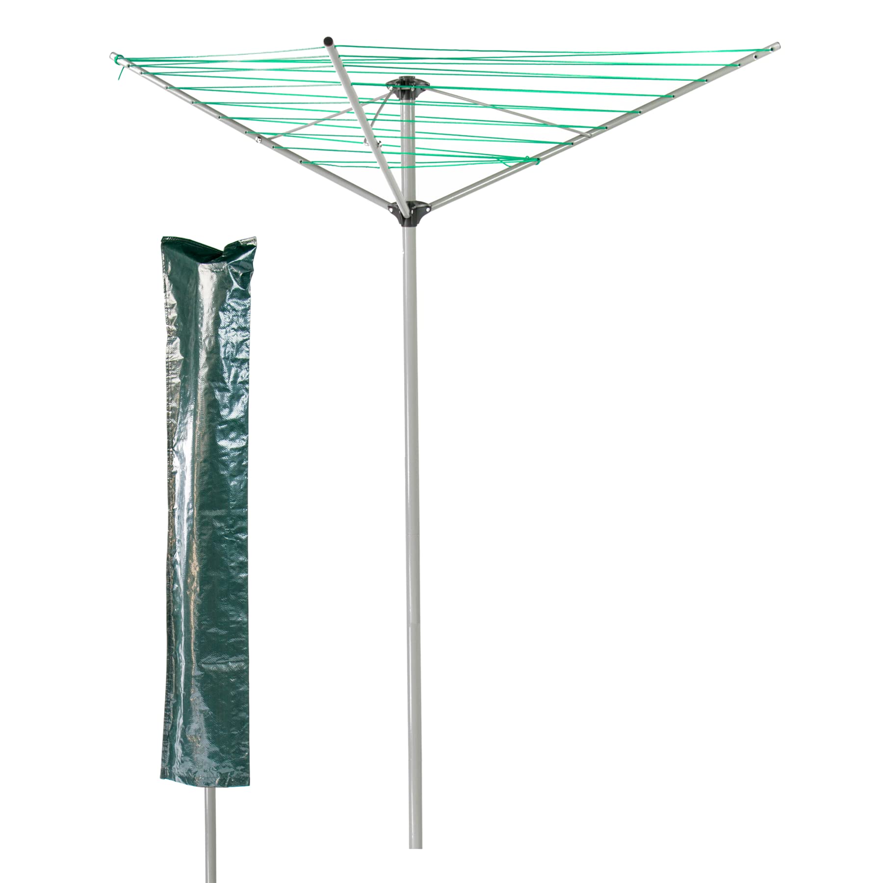 KCT 3 Arm Outdoor Rotary Washing Line Clothes Airer with Protective Cover - 30m Drying Area