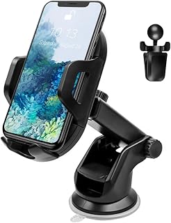 Phone Mount for Car, 360°Rotatable Car Phone Holder for Dashboard Windshield Air Vent, Compatible with iPhone 12/11/Pro, Samsung and More, Universal Cell Phone Holder with Clip and Suction Cup