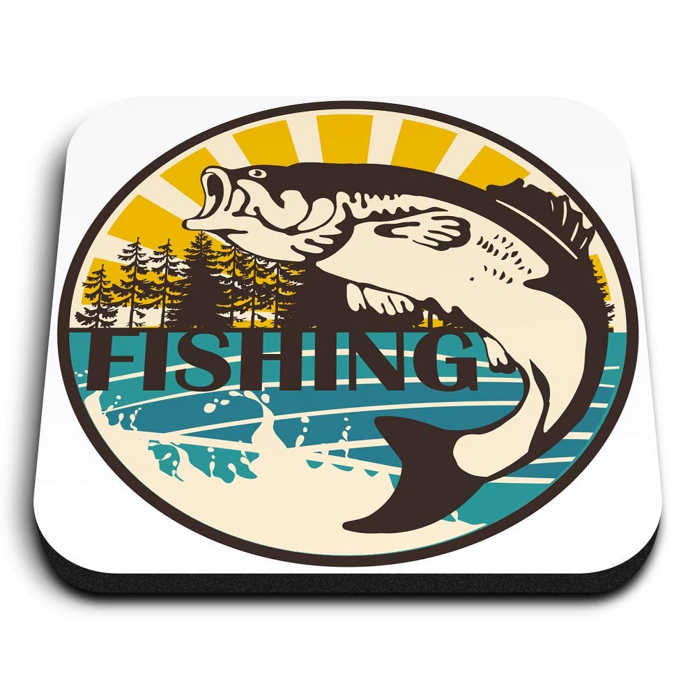 1 x Square MDF Fridge Magnet - Fishing Fish Trout Carp 9541