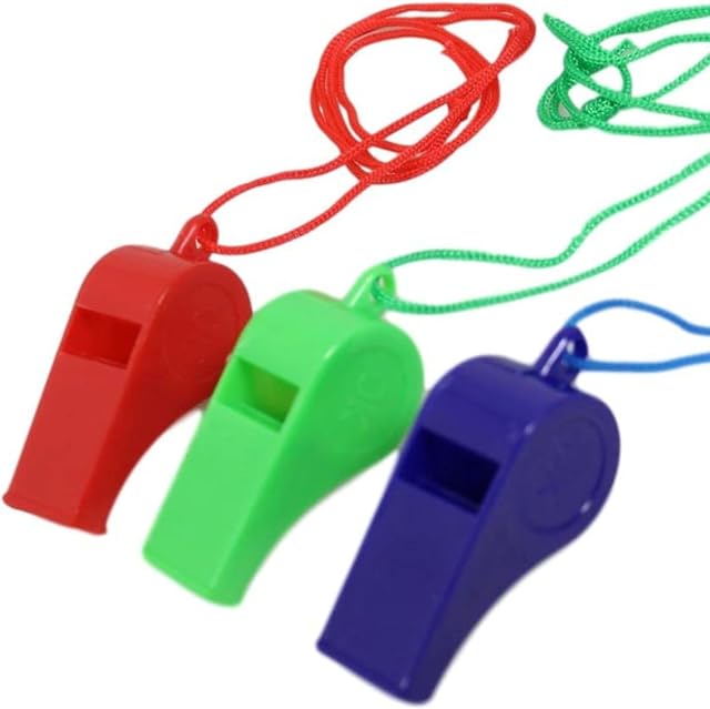 ANEEQA Whistles For Kids Referee Whistle Multipack Plasticteacher Loud Sound Official Sports Football Coaches Parties Toy School Home Adults Fun Dog Whistle With Neck Cord Assorted Color Pack Of 3